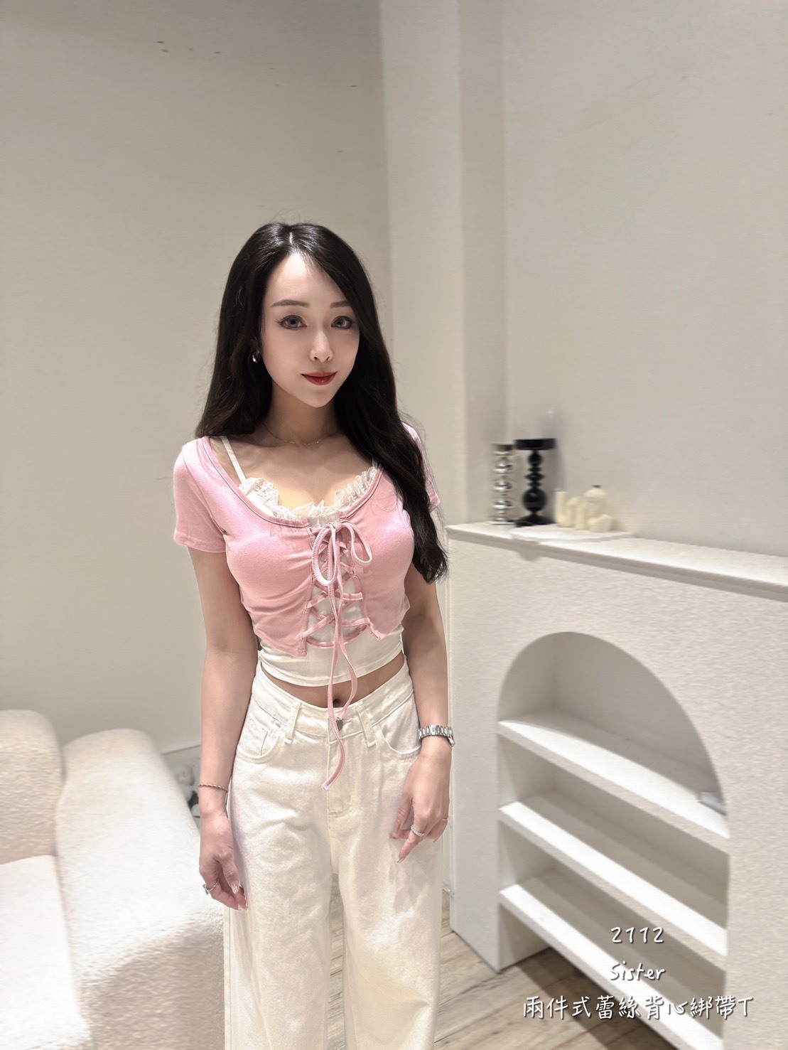 2112𝑺𝑰𝑺𝑻𝑬𝑹兩件式蕾絲背心綁帶T (2)