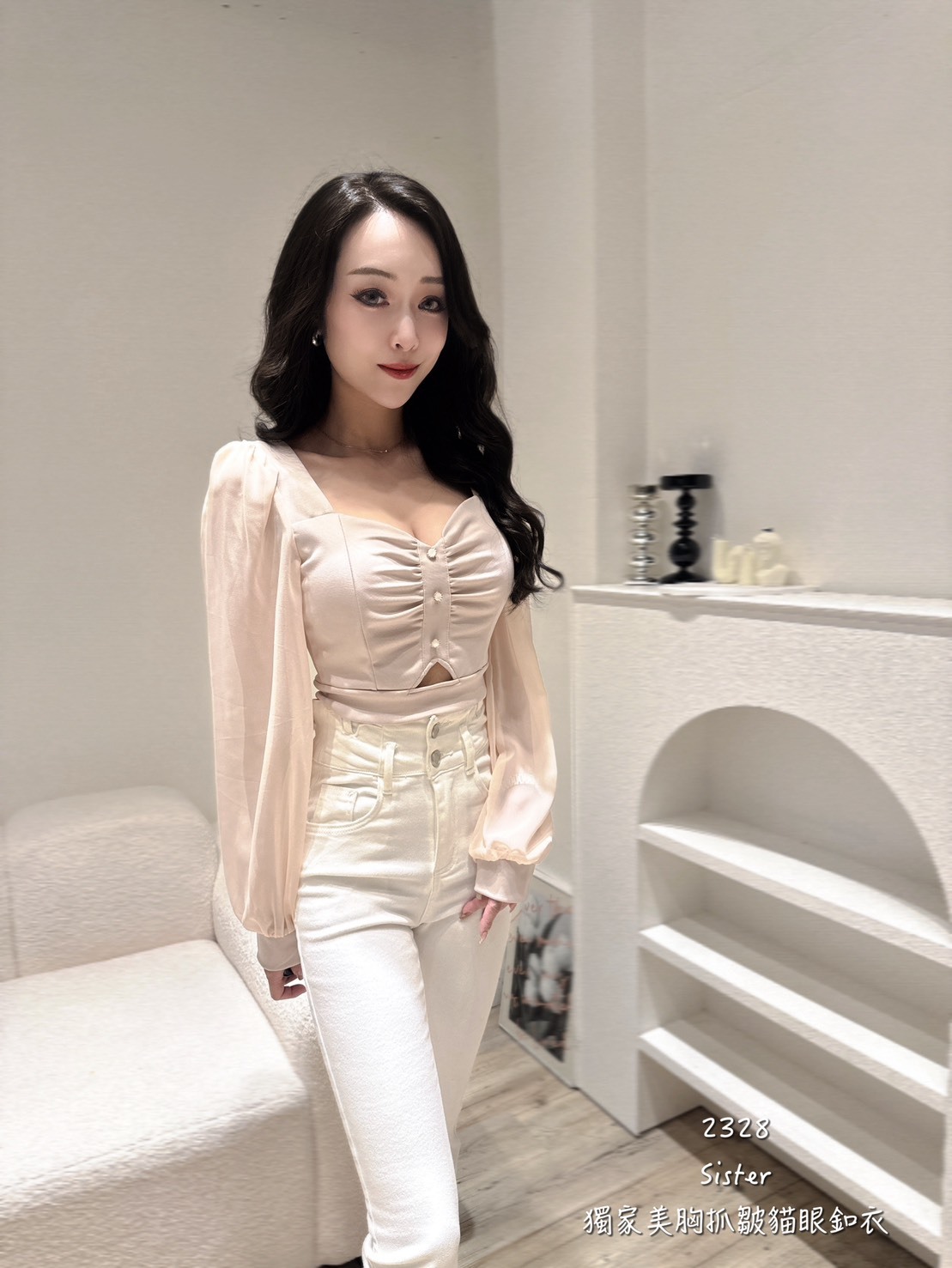 2328𝑺𝑰𝑺𝑻𝑬𝑹獨家美胸抓皺貓眼釦衣 (3)
