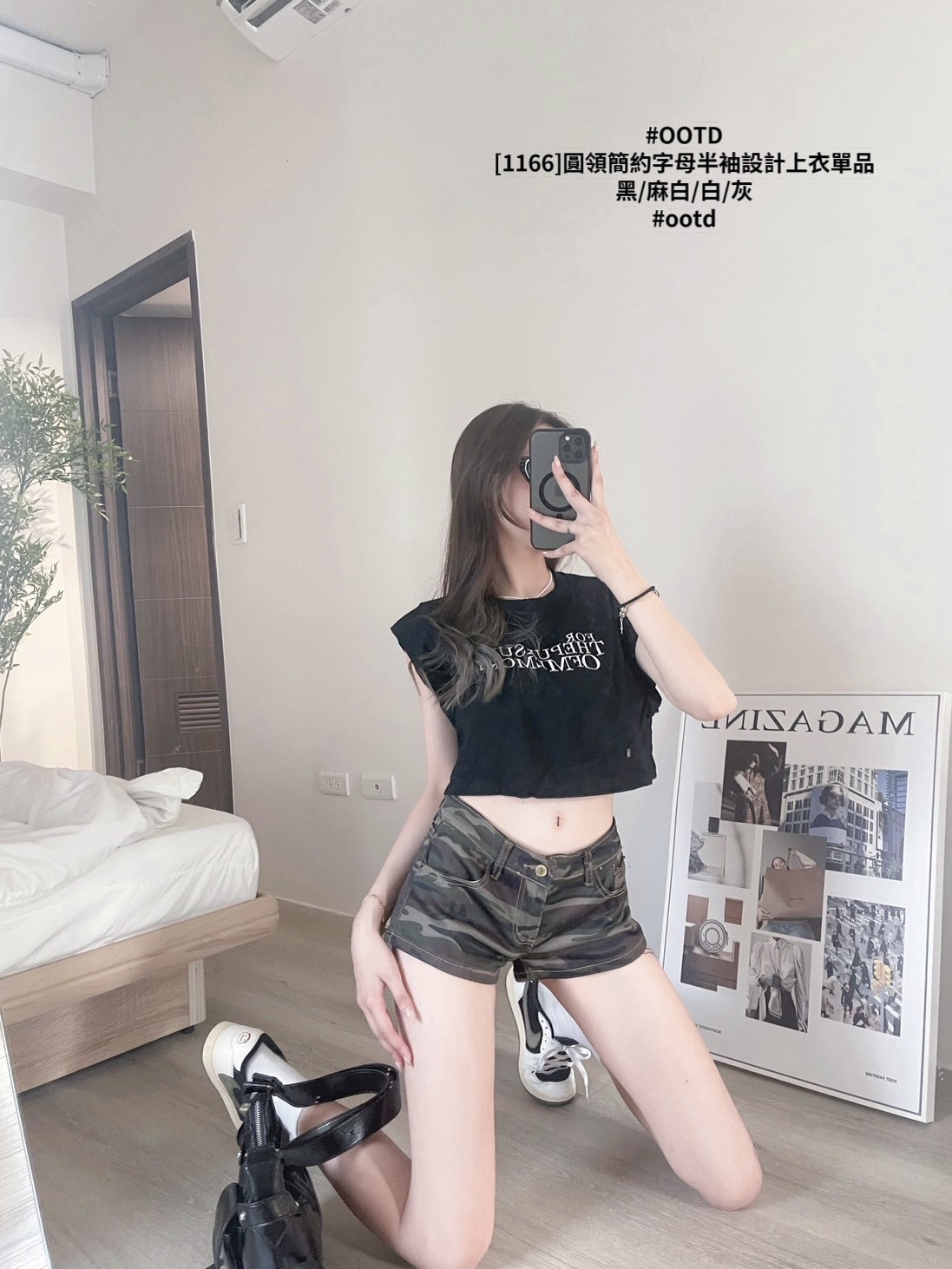 [1166]圓領簡約字母半袖設計上衣單品 (2)