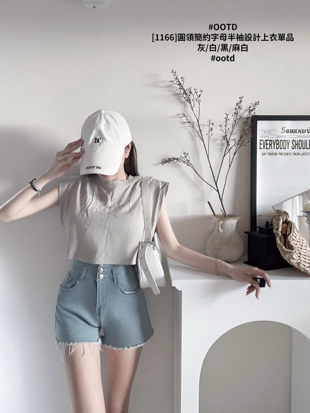 [1166]圓領簡約字母半袖設計上衣單品 (3)