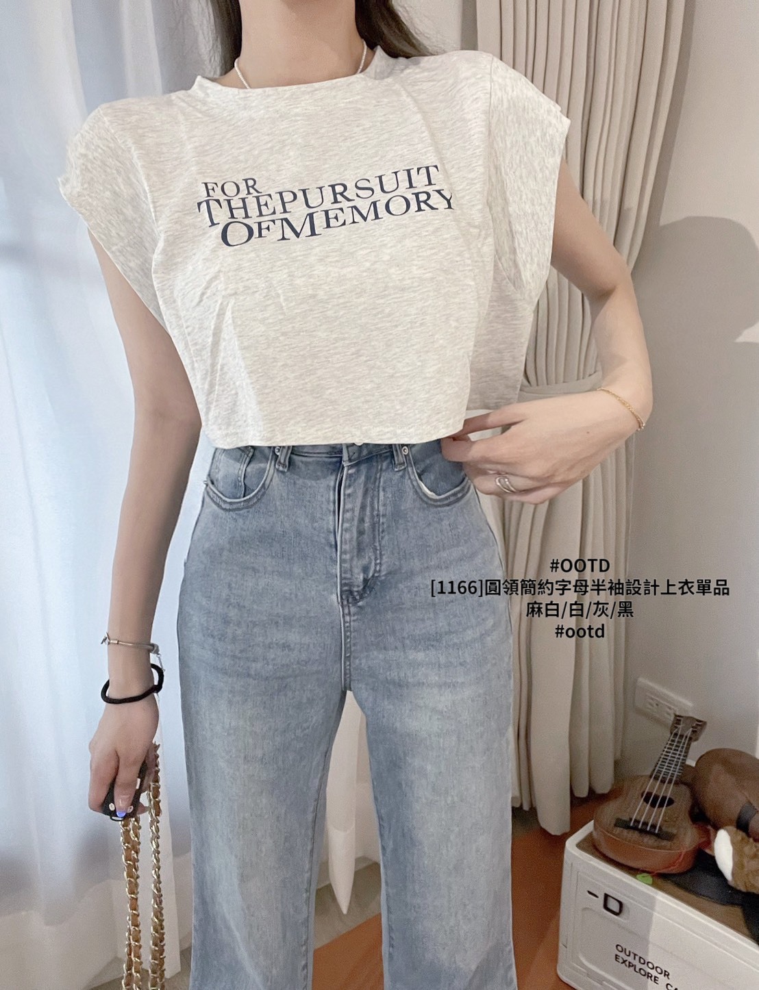 [1166]圓領簡約字母半袖設計上衣單品 (5)