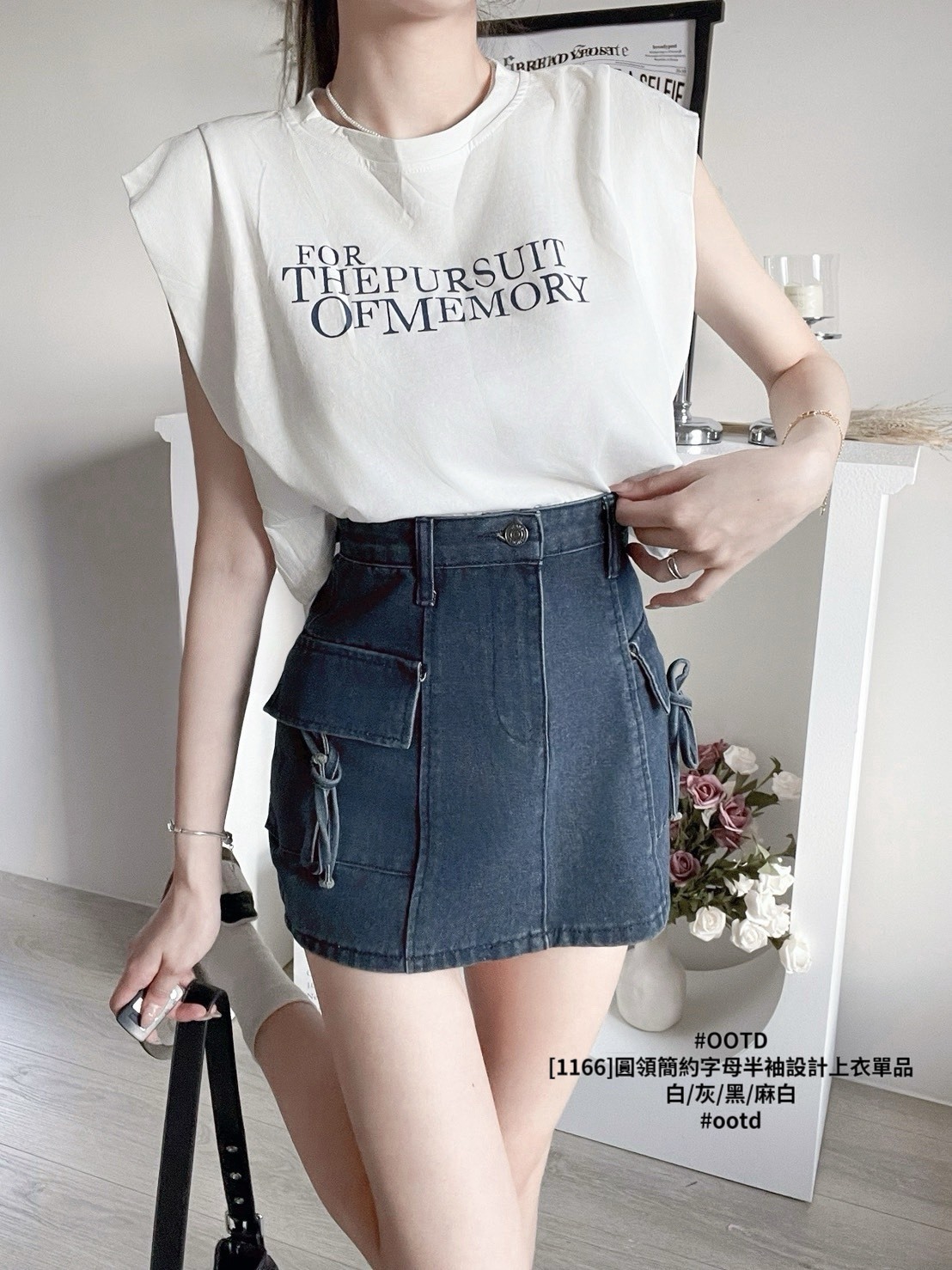 [1166]圓領簡約字母半袖設計上衣單品 (8)