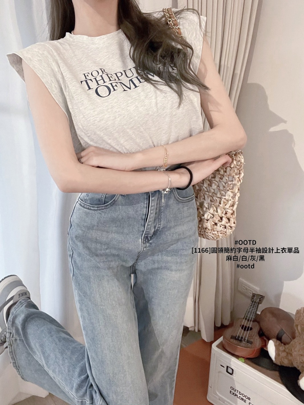 [1166]圓領簡約字母半袖設計上衣單品 (6)