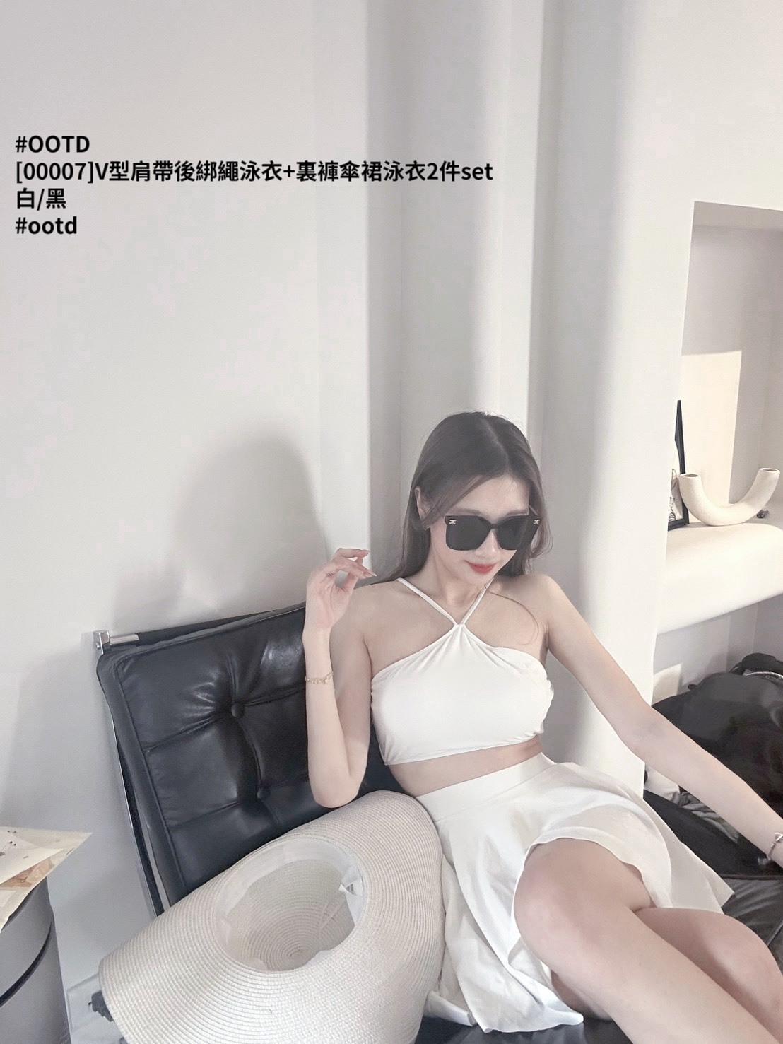 [00007]V型肩帶後綁繩泳衣+裏褲傘裙泳衣2件set (4)