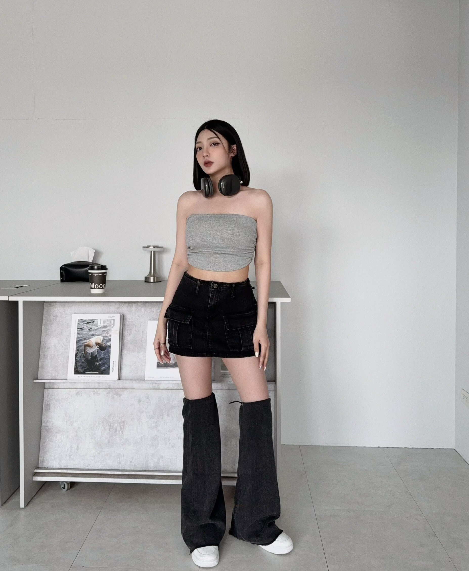 1672『選品』美式百搭工裝牛仔短裙 (3)