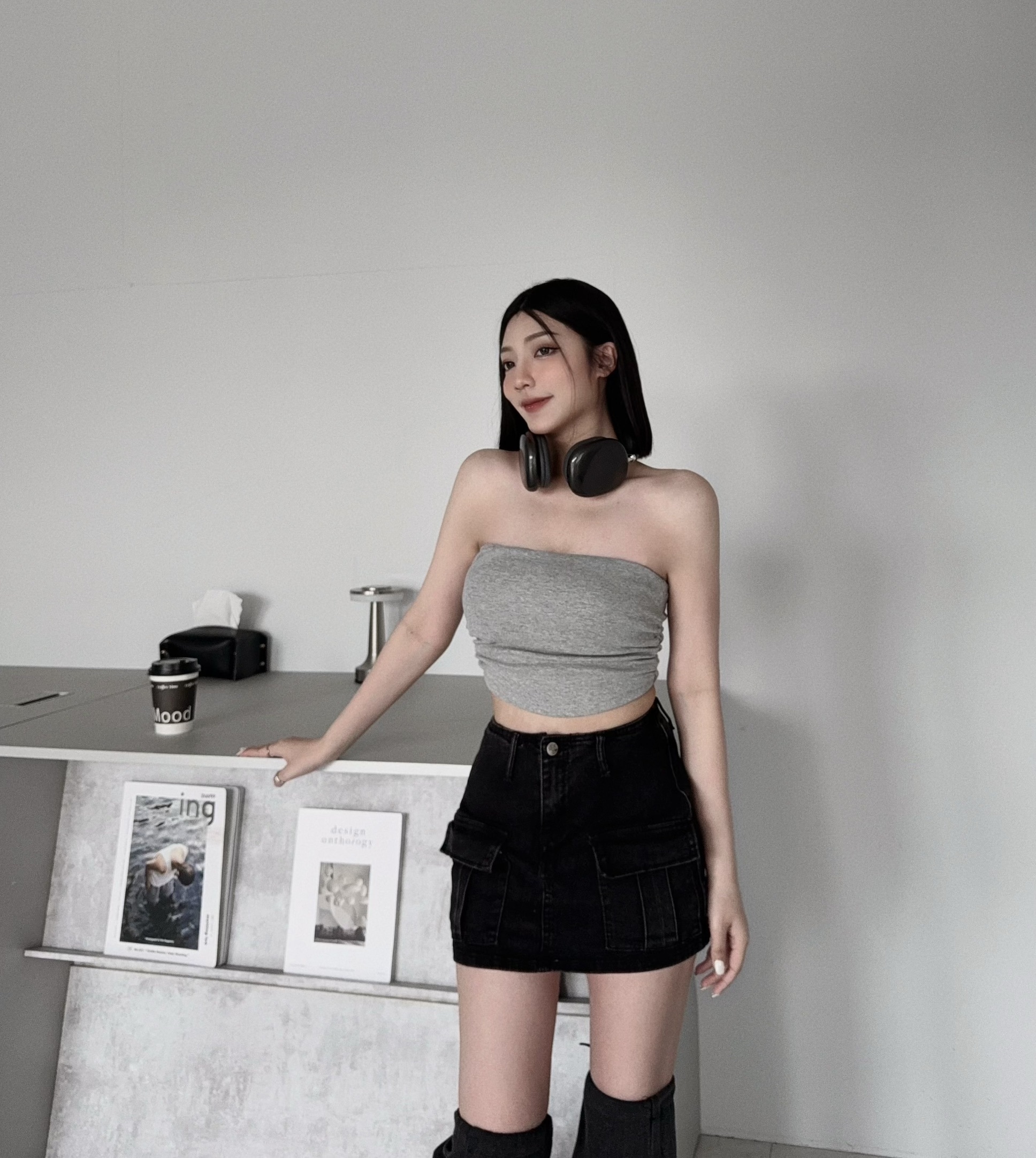 1672『選品』美式百搭工裝牛仔短裙 (4)