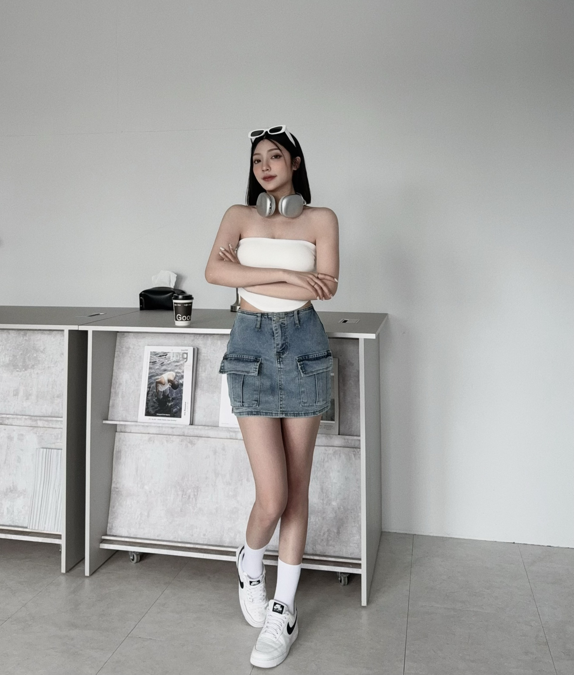 1672『選品』美式百搭工裝牛仔短裙