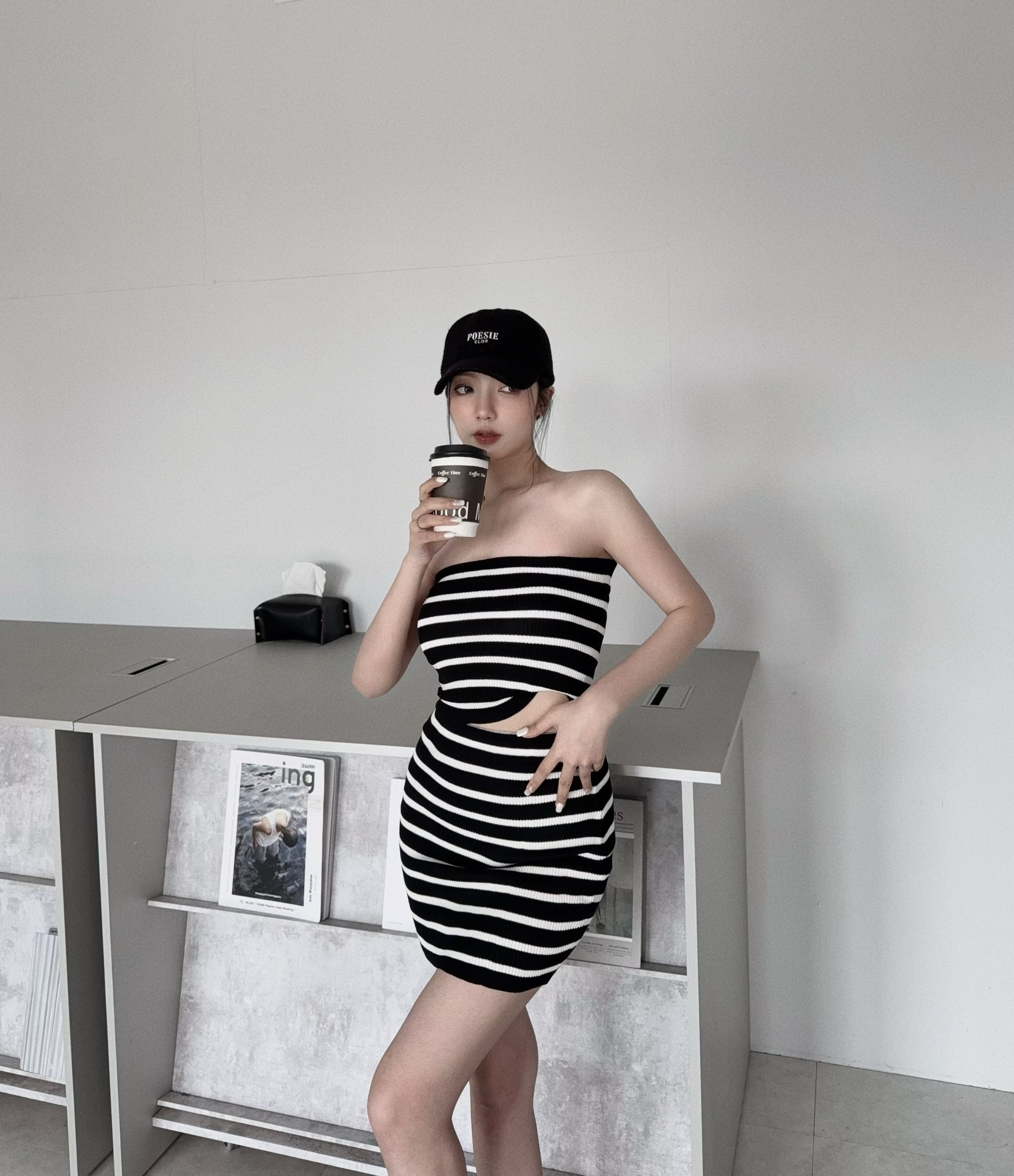 458『選品』辣妹條紋針織短裙套裝 (2)