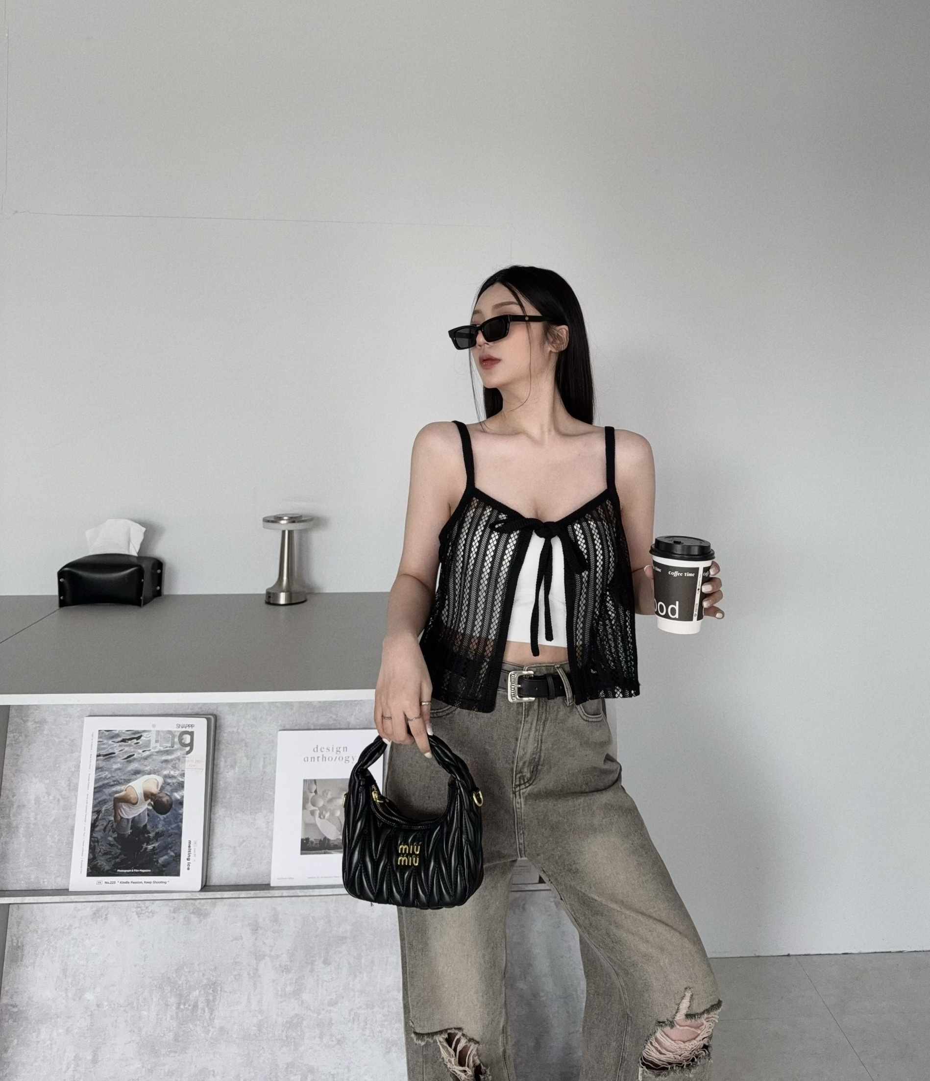 6113『選品』韓系疊穿鏤空綁帶背心 (3)