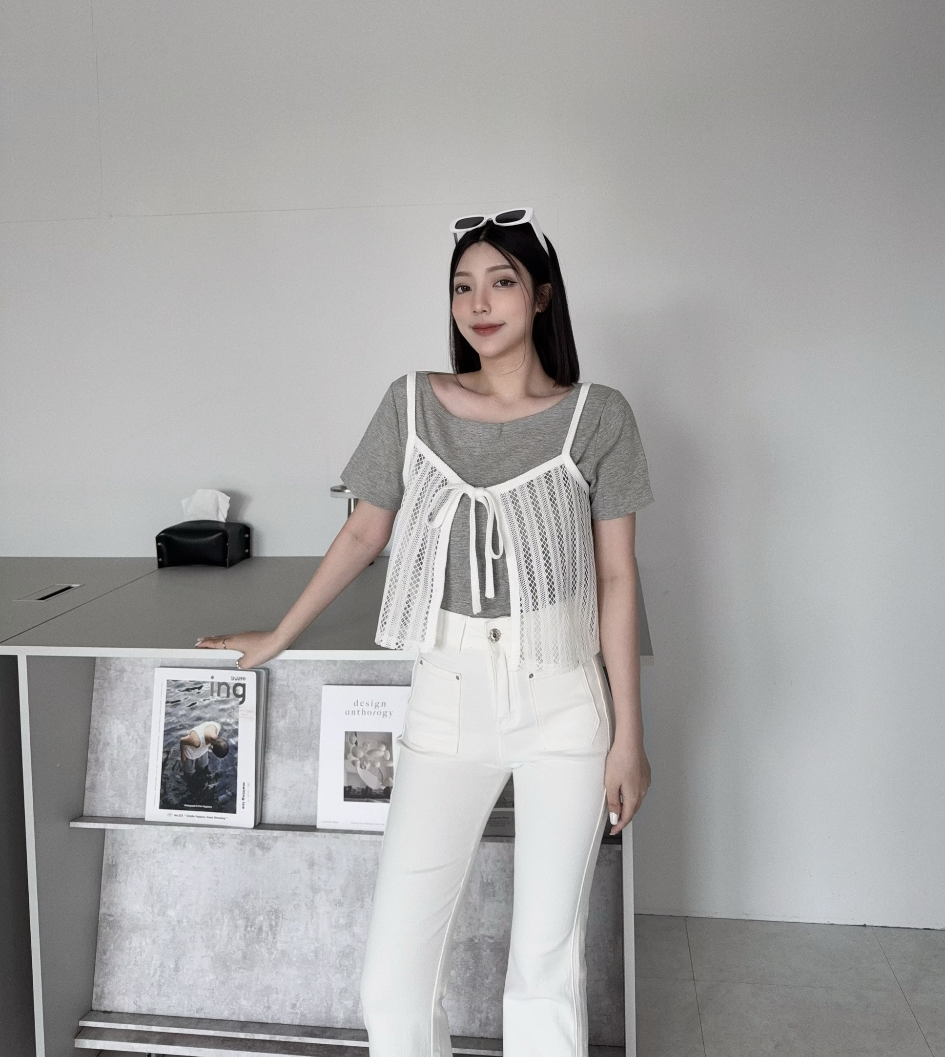 6113『選品』韓系疊穿鏤空綁帶背心 (4)