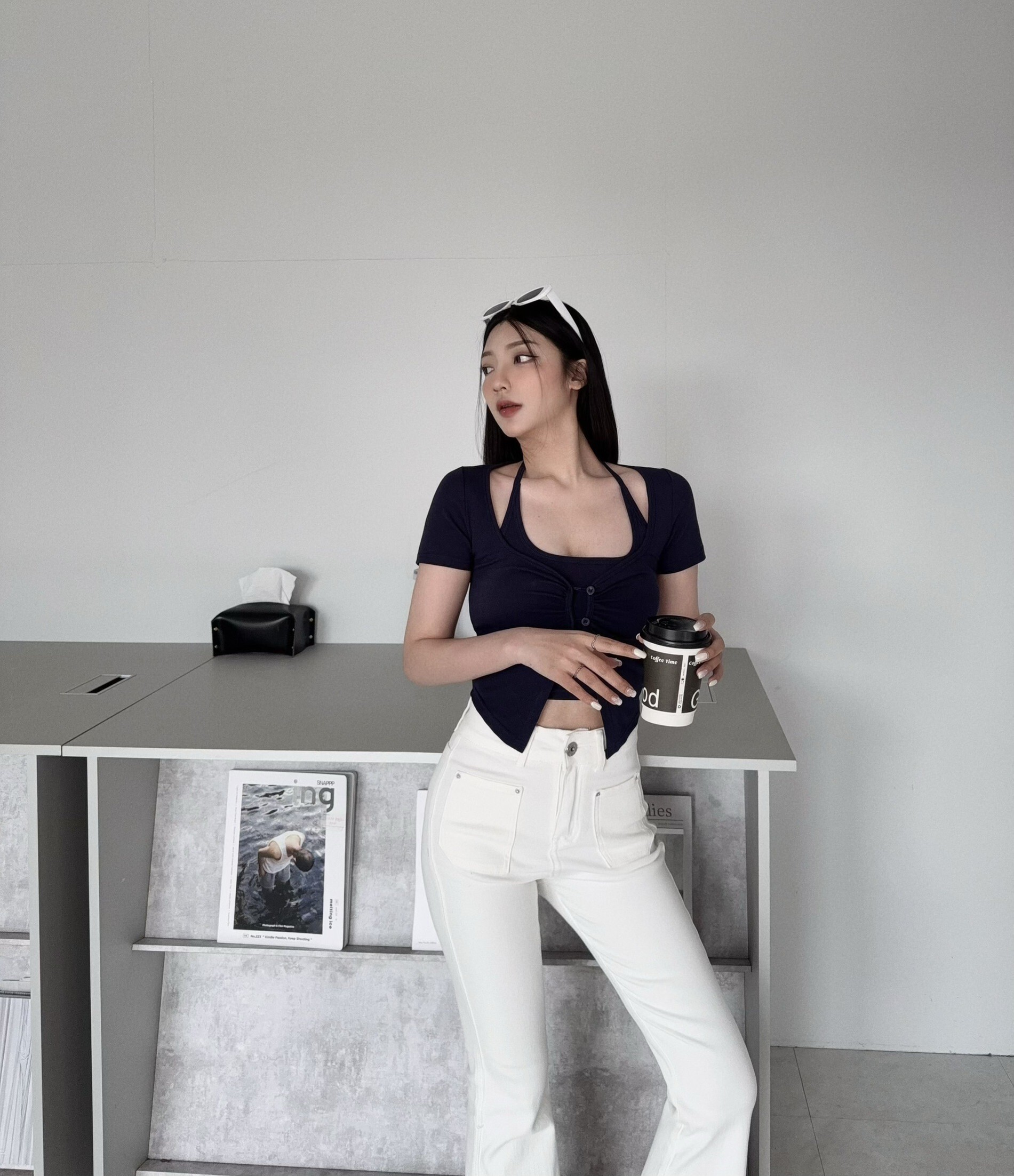 2129『選品』純欲掛脖真兩件短袖上衣 (3)