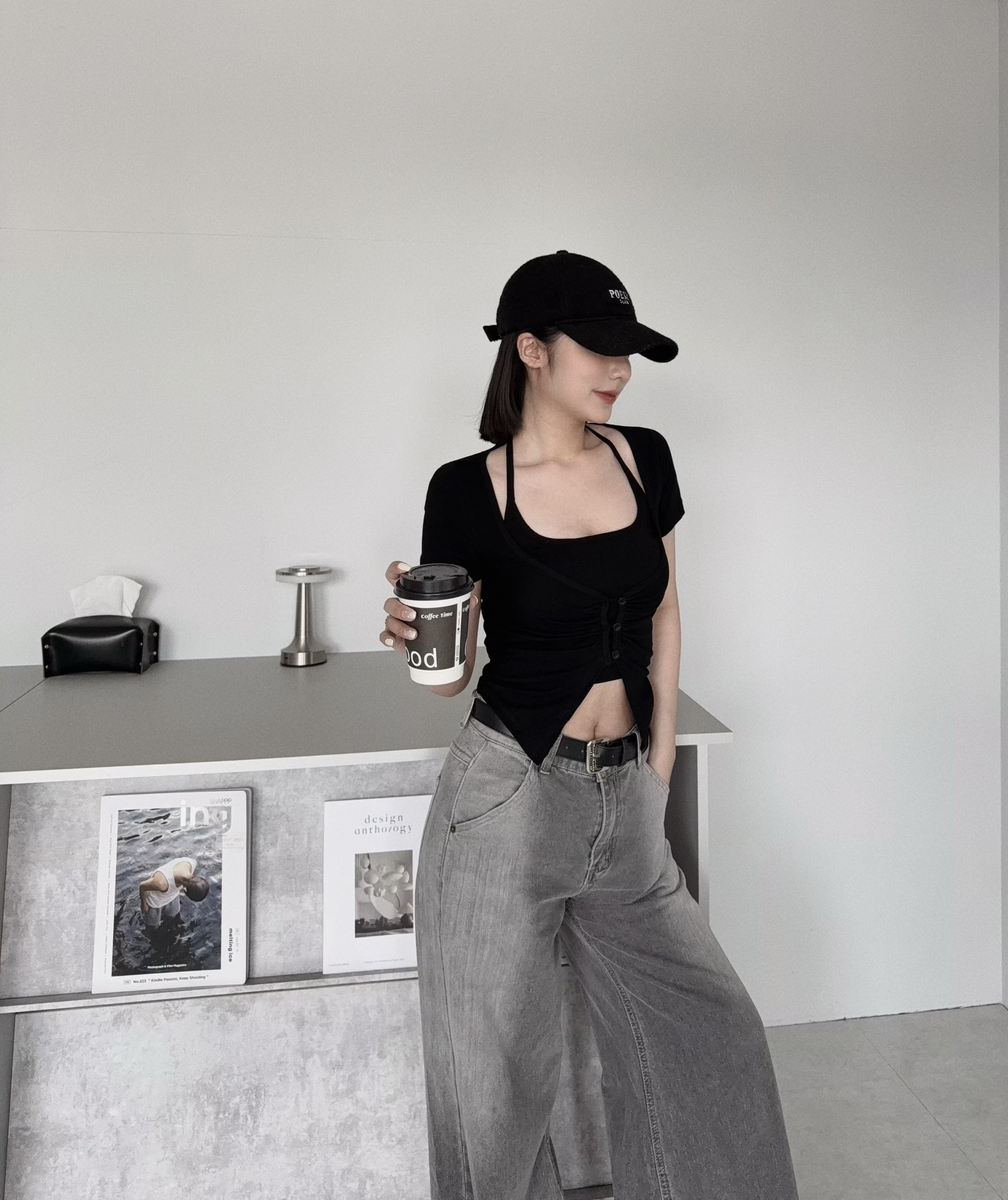 2129『選品』純欲掛脖真兩件短袖上衣