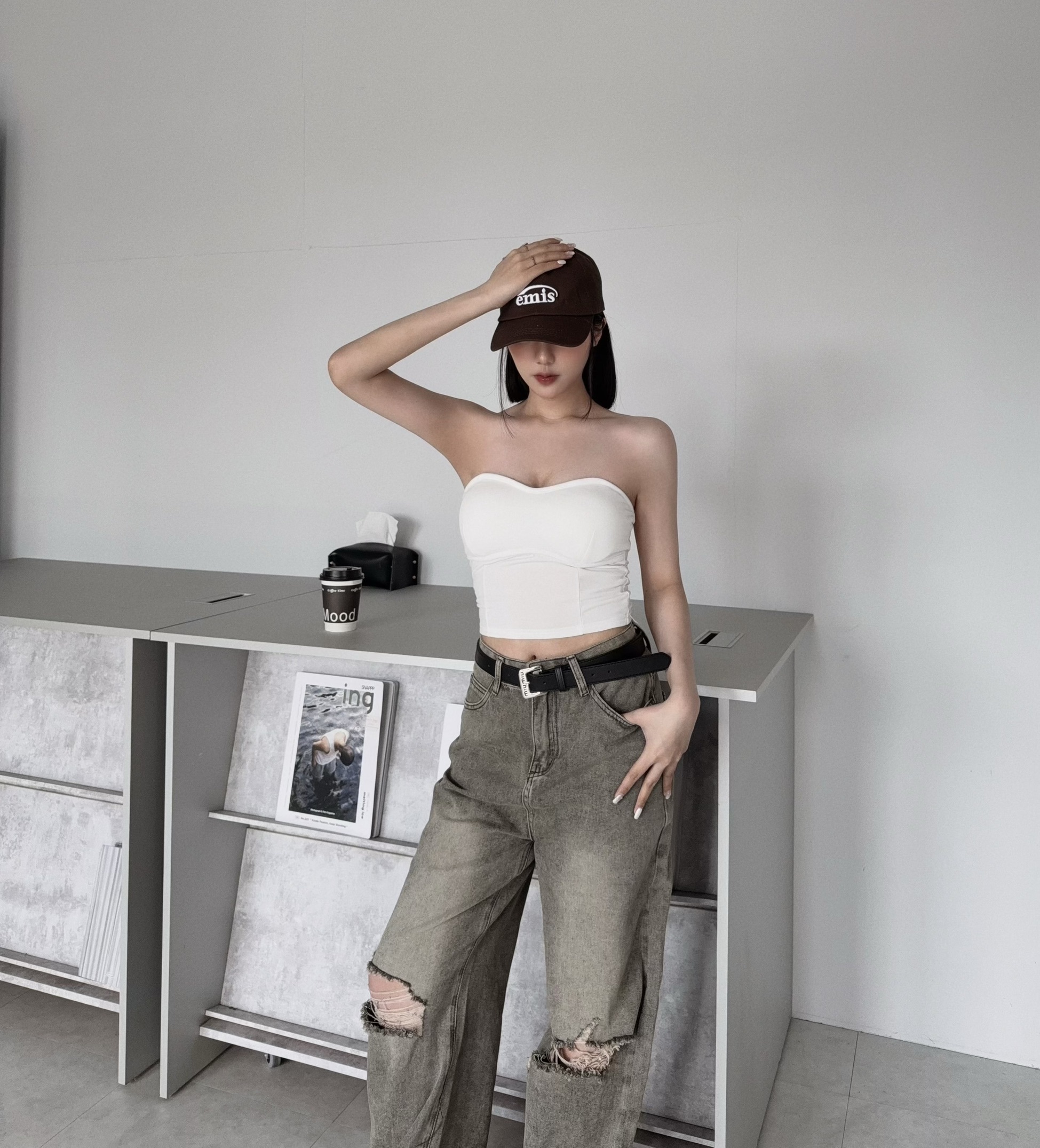 0085『訂製款』舒適百搭細肩桃心領長版背心 (4)