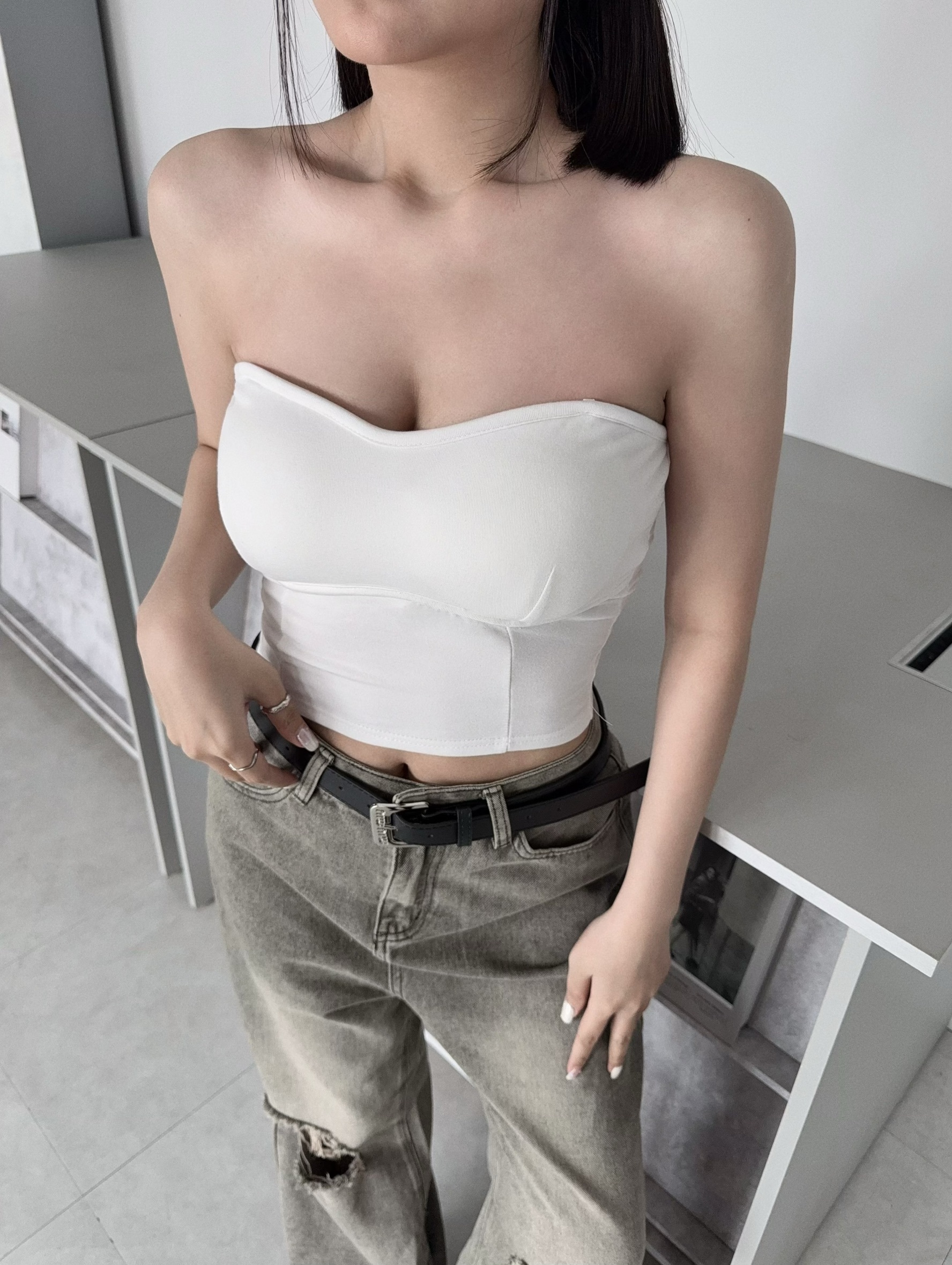 0085『訂製款』舒適百搭細肩桃心領長版背心 (3)