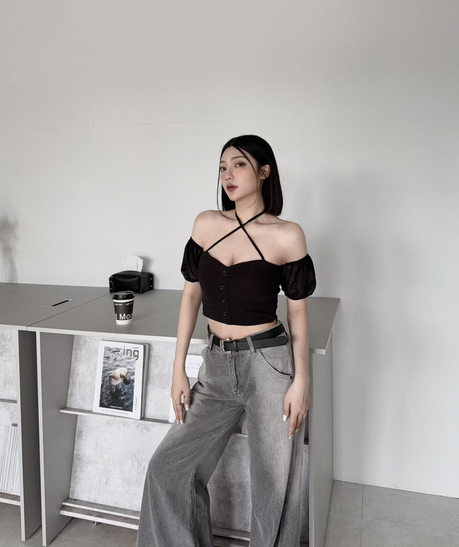 0025『訂製款』純欲繞脖一字領網紗袖Bra T (2)