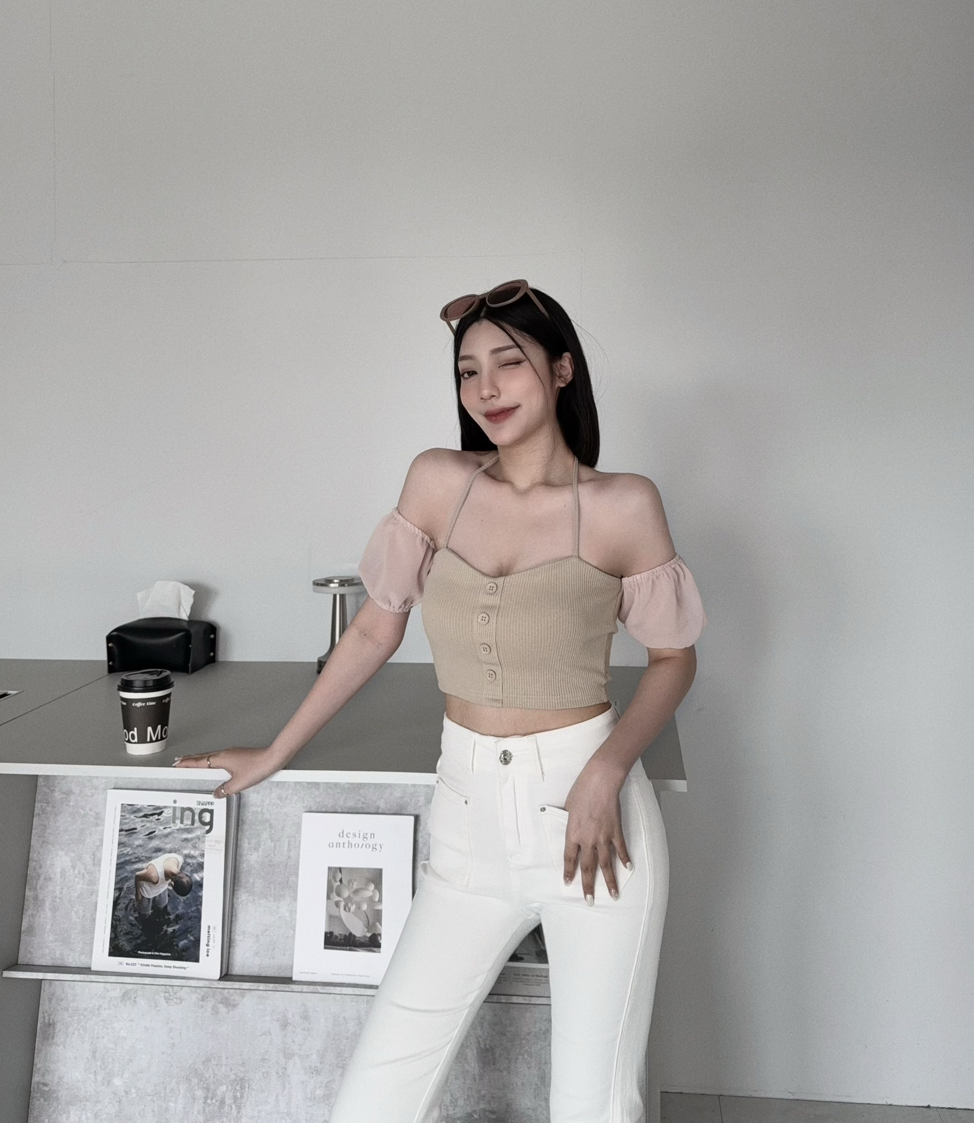 0025『訂製款』純欲繞脖一字領網紗袖Bra T (3)