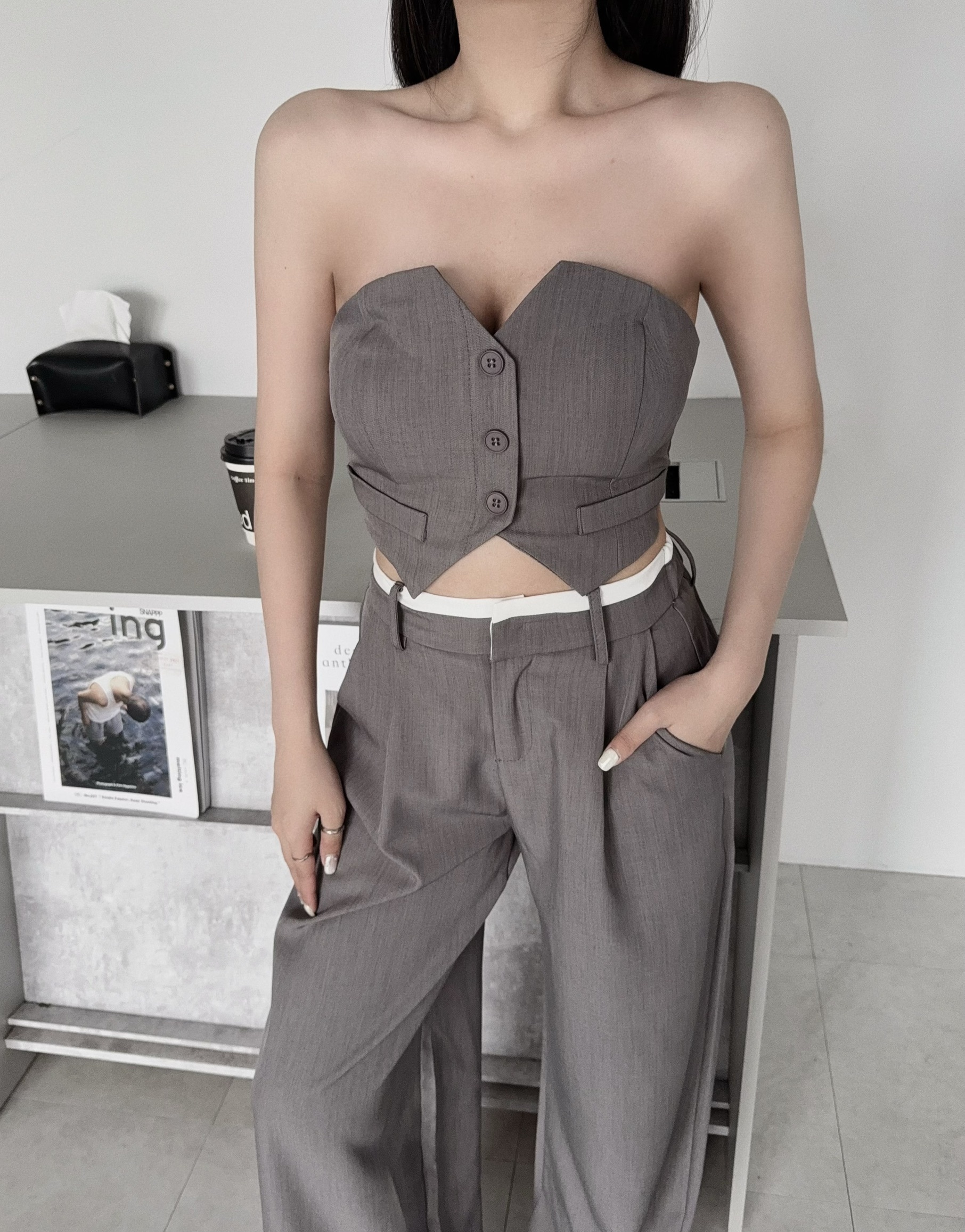 5483『訂製款』高級時髦平口馬甲西裝套裝 (4)