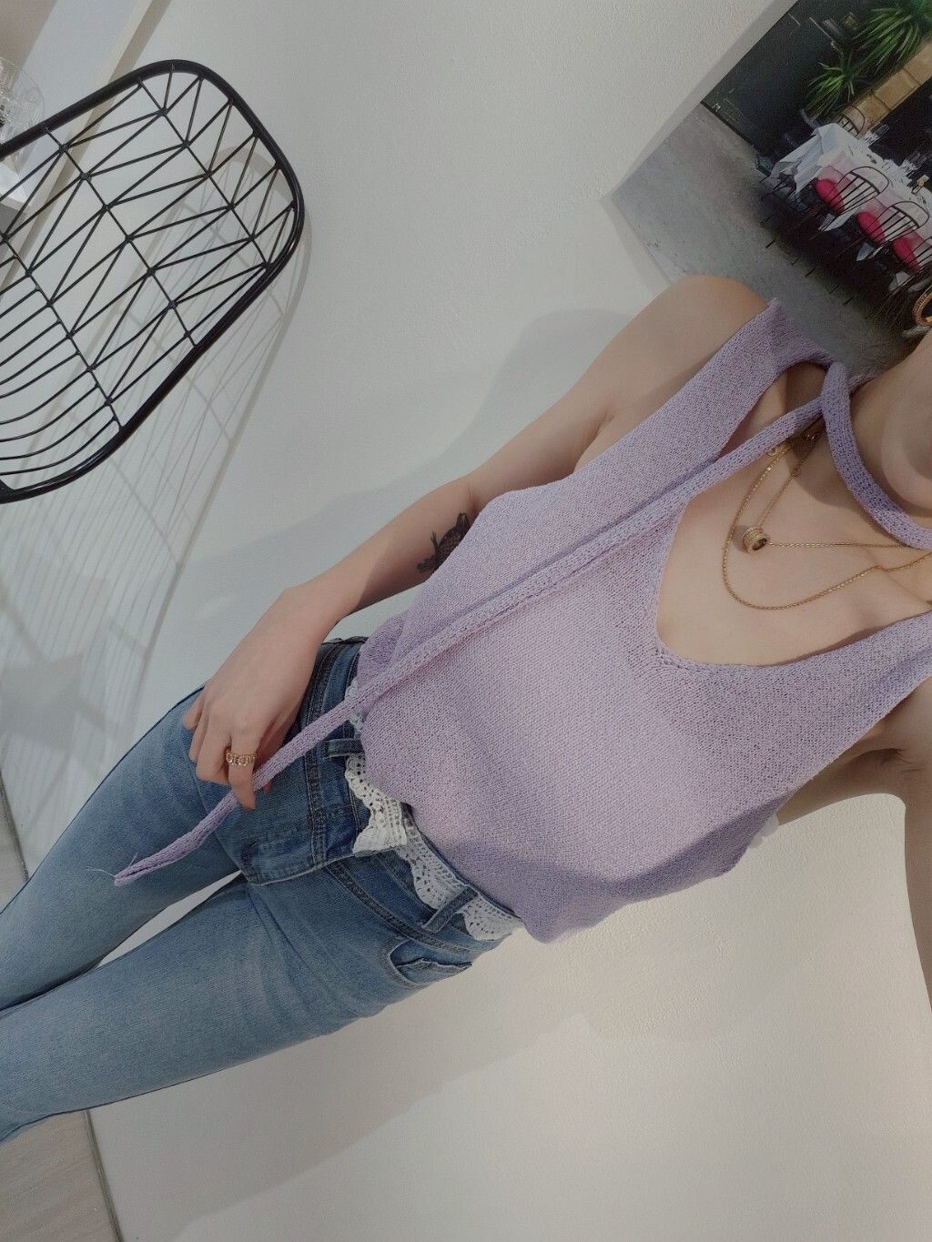 8152 20250502｜🔍短裙系列高彩度針織背心附飄帶 (2)