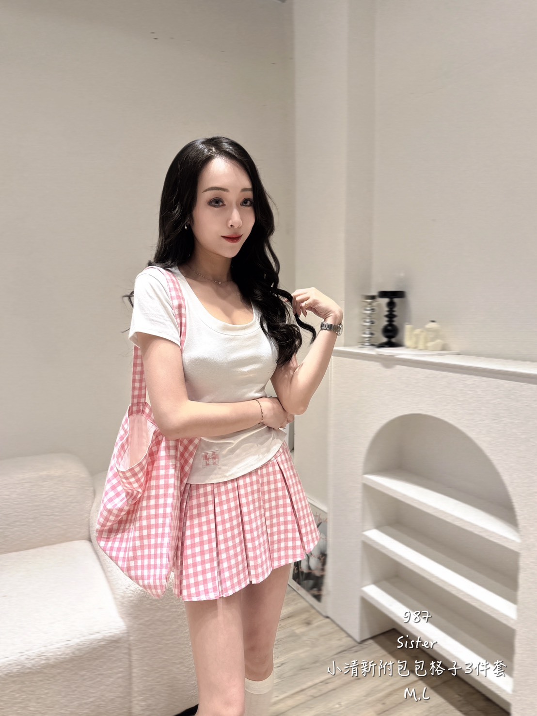 987小清新附包格子3件套 (3)