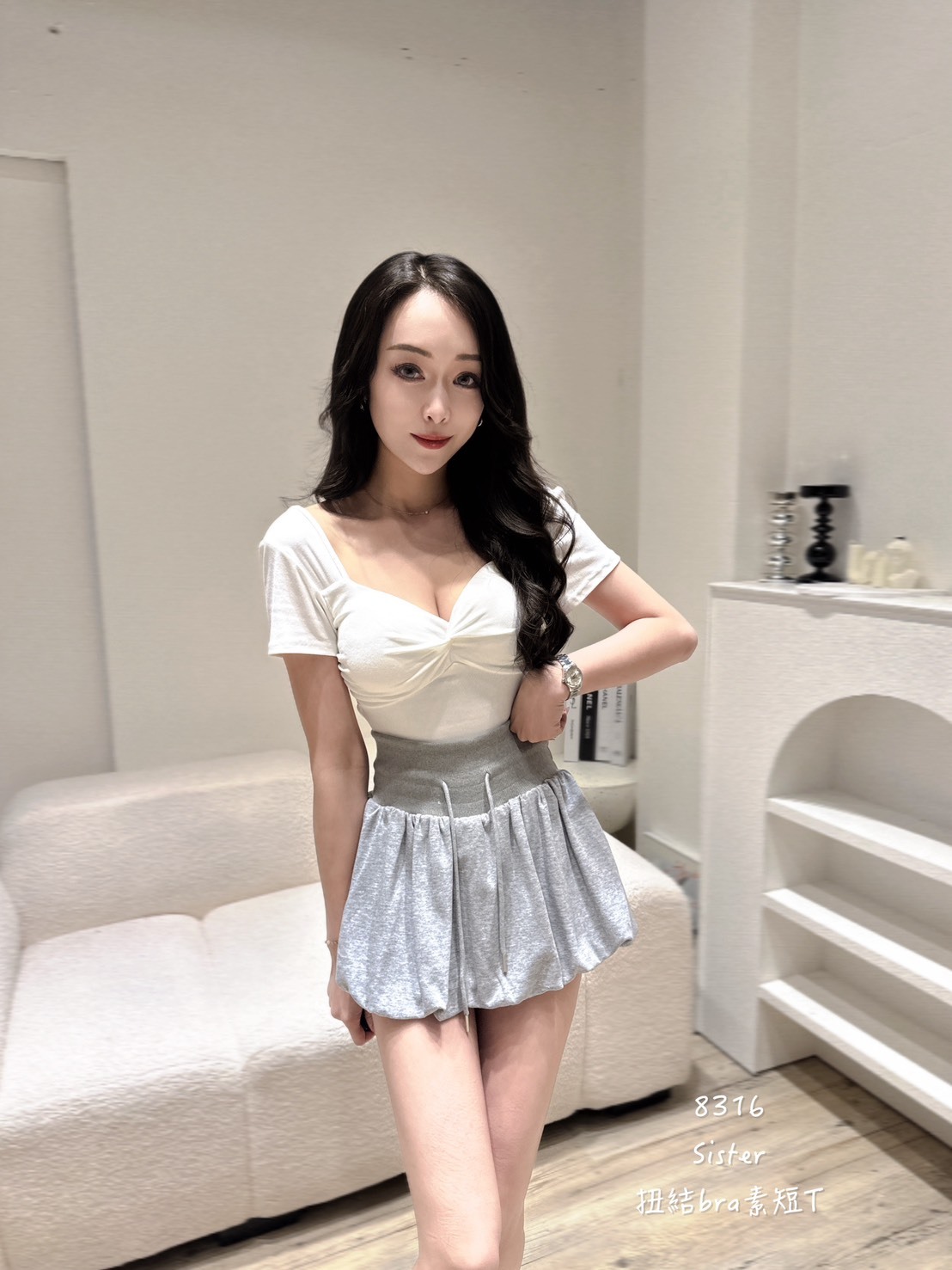 8316紐結bra素短T (6)