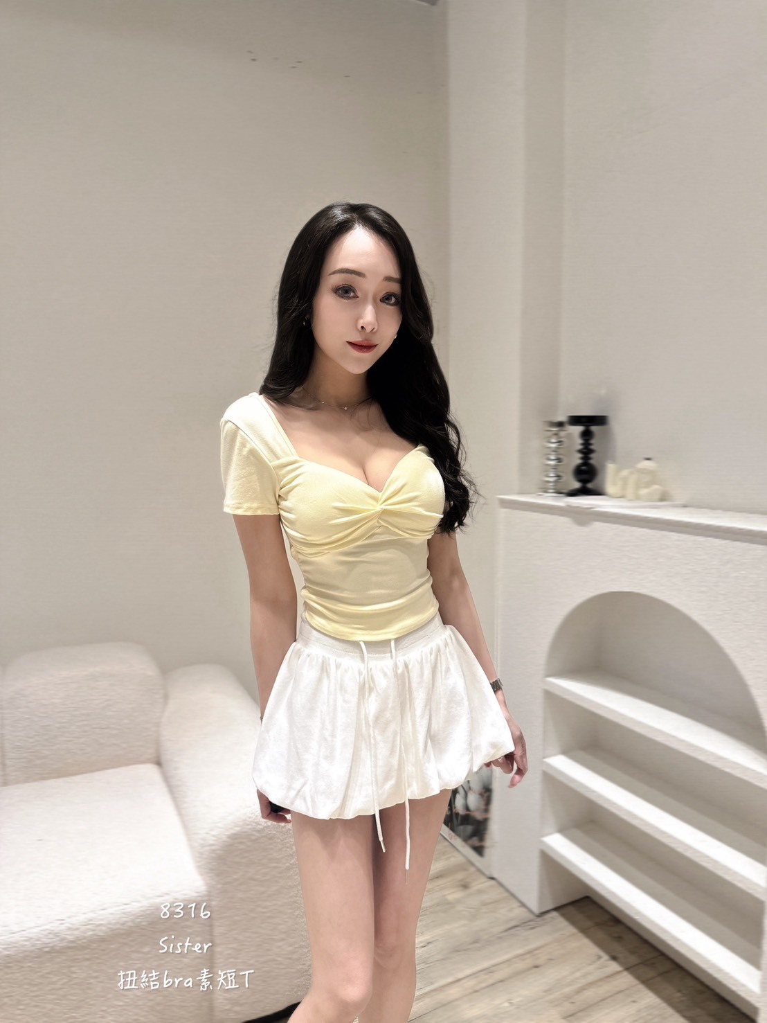 8316紐結bra素短T (3)