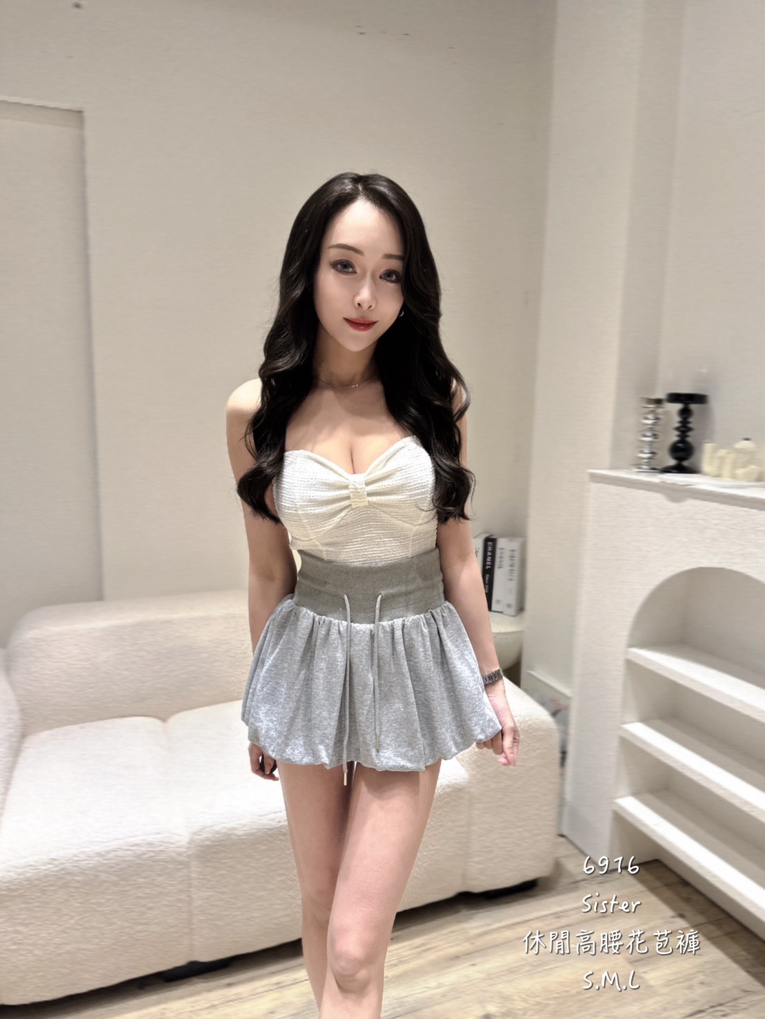 6916休閒高腰花苞裙 (4)