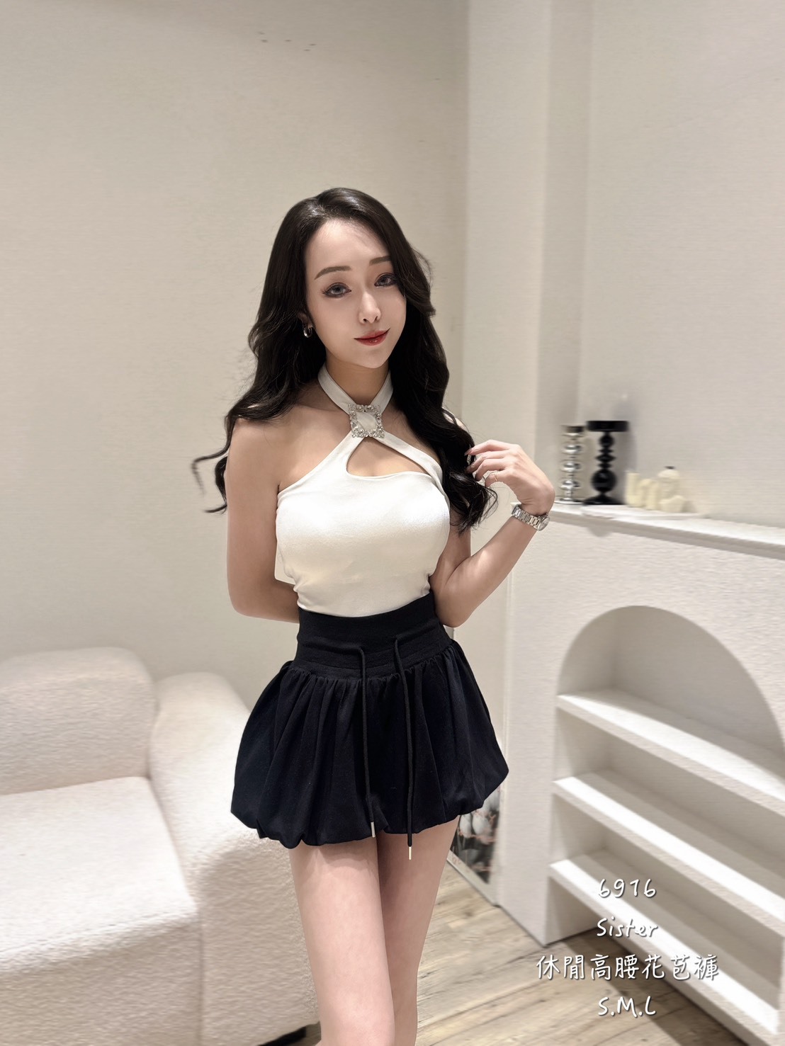 6916休閒高腰花苞裙 (6)