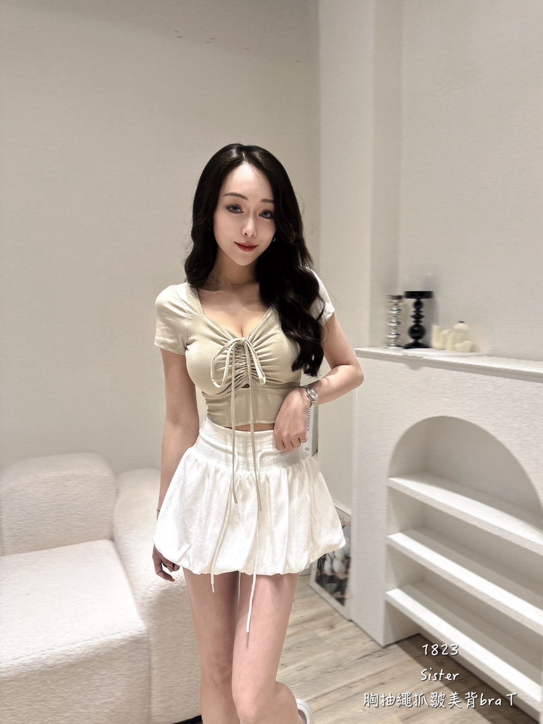 1823胸抽繩抓皺美背bra T (4)