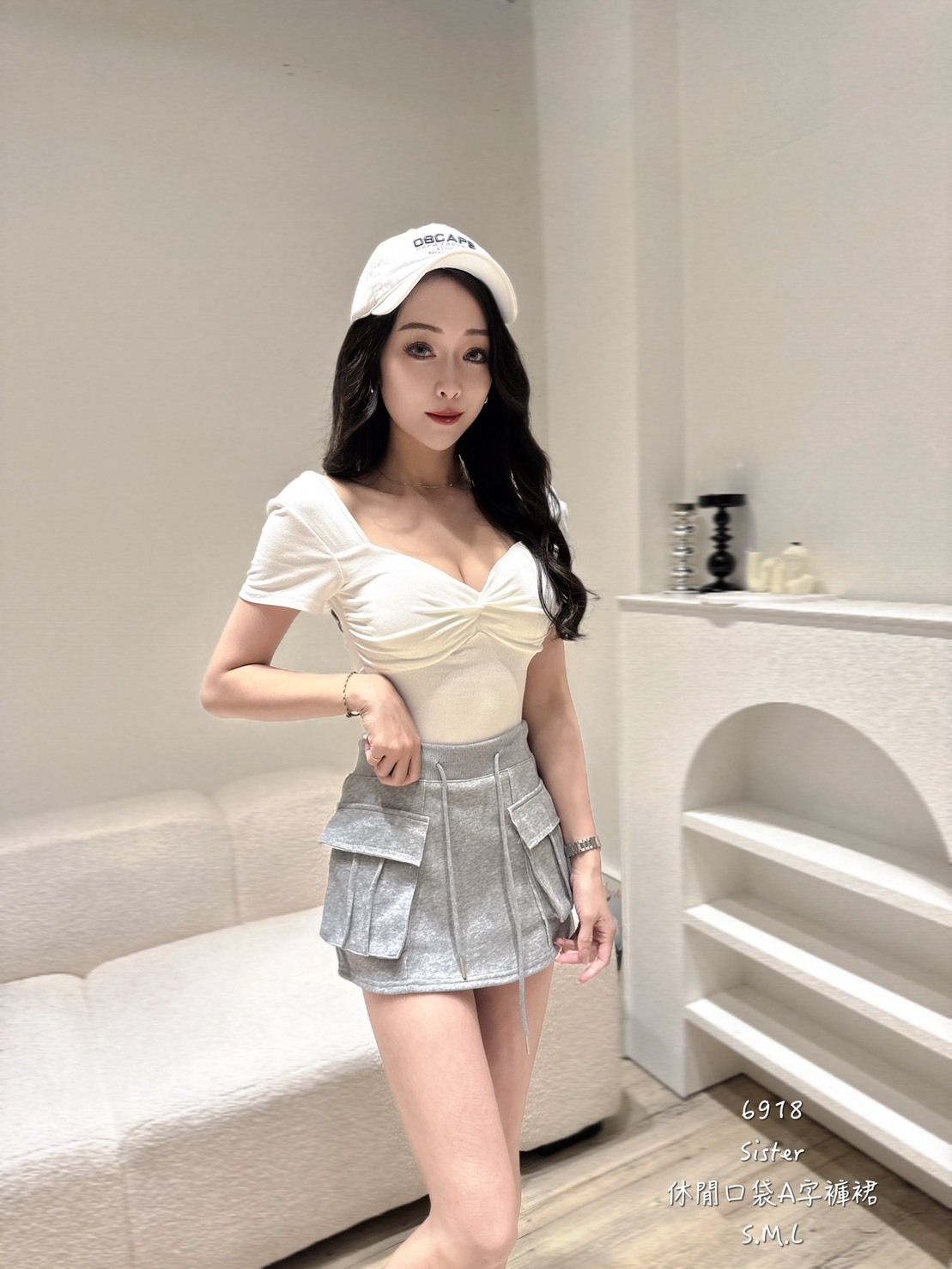 6918休閒口袋A字褲裙 (2)