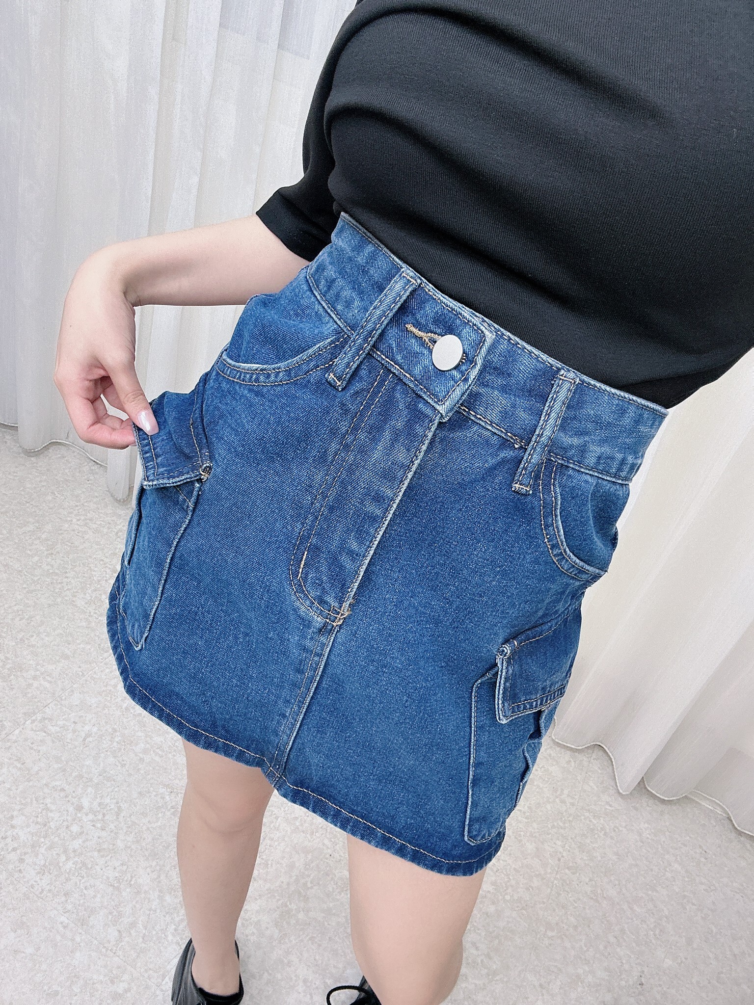 3280 側口袋牛仔褲裙 (5)