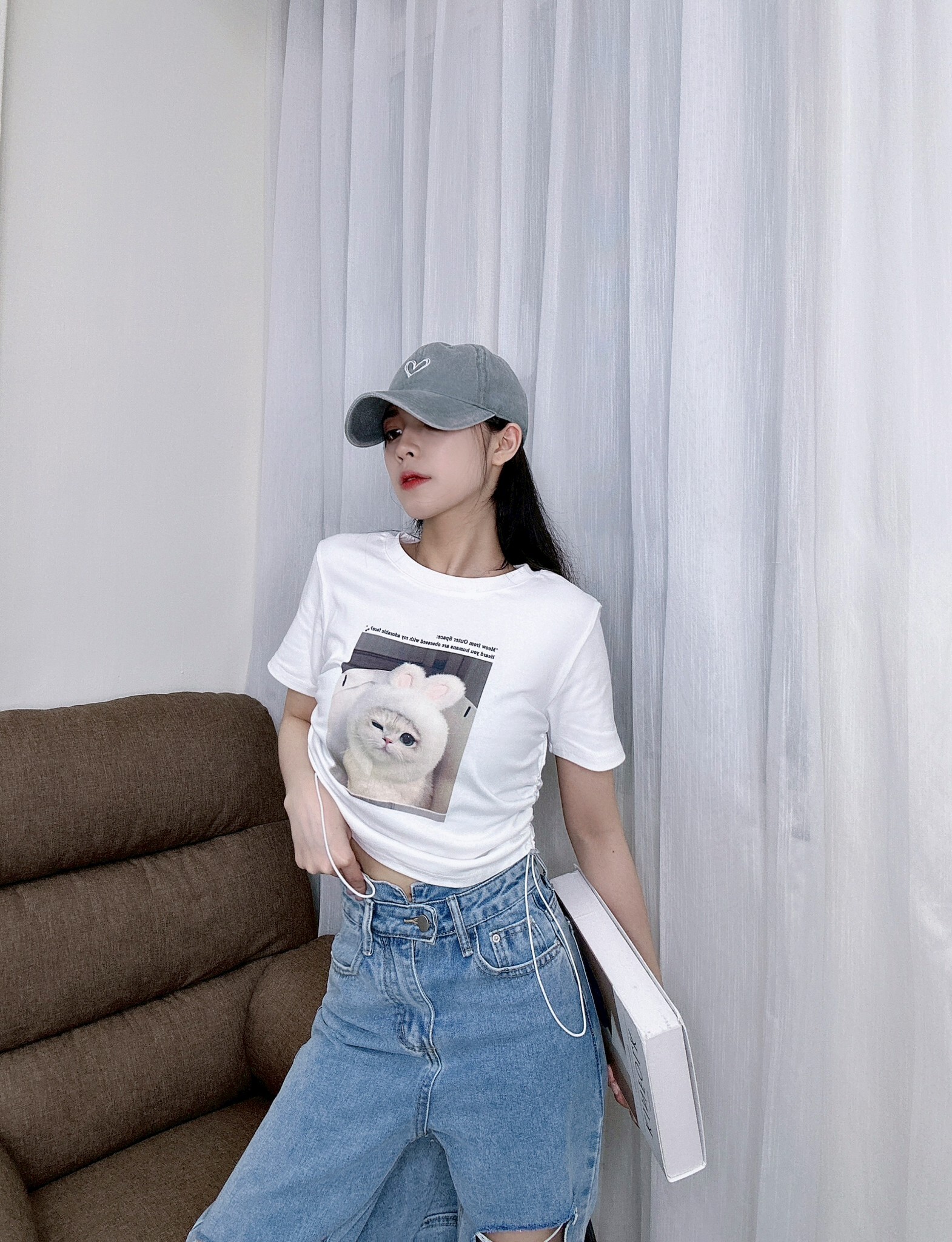 2238側抽繩貓咪圖Tee (7)