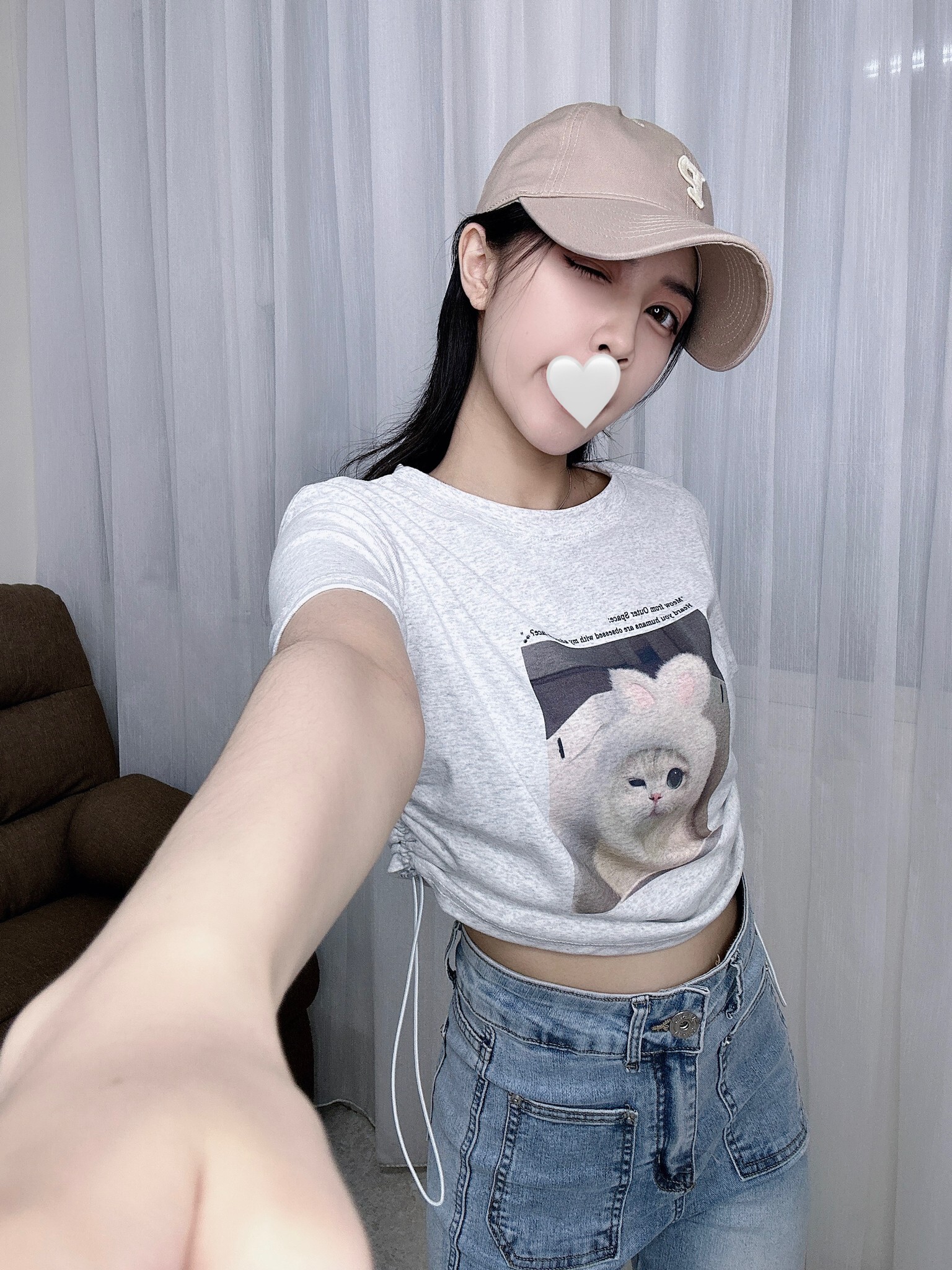 2238側抽繩貓咪圖Tee (4)