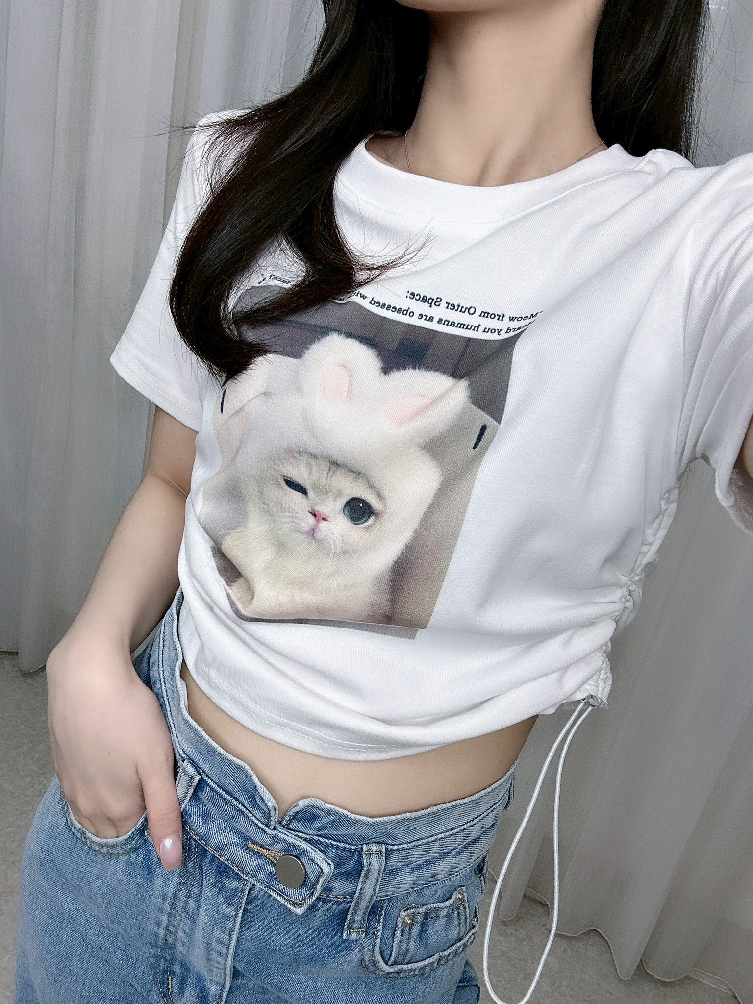 2238側抽繩貓咪圖Tee (6)