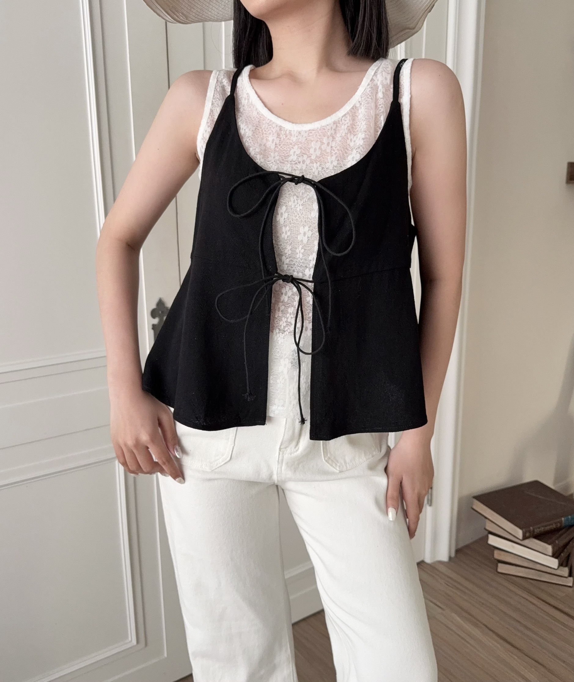 6263『選品』溫柔蕾絲雙綁帶真兩件吊帶上衣 (4)