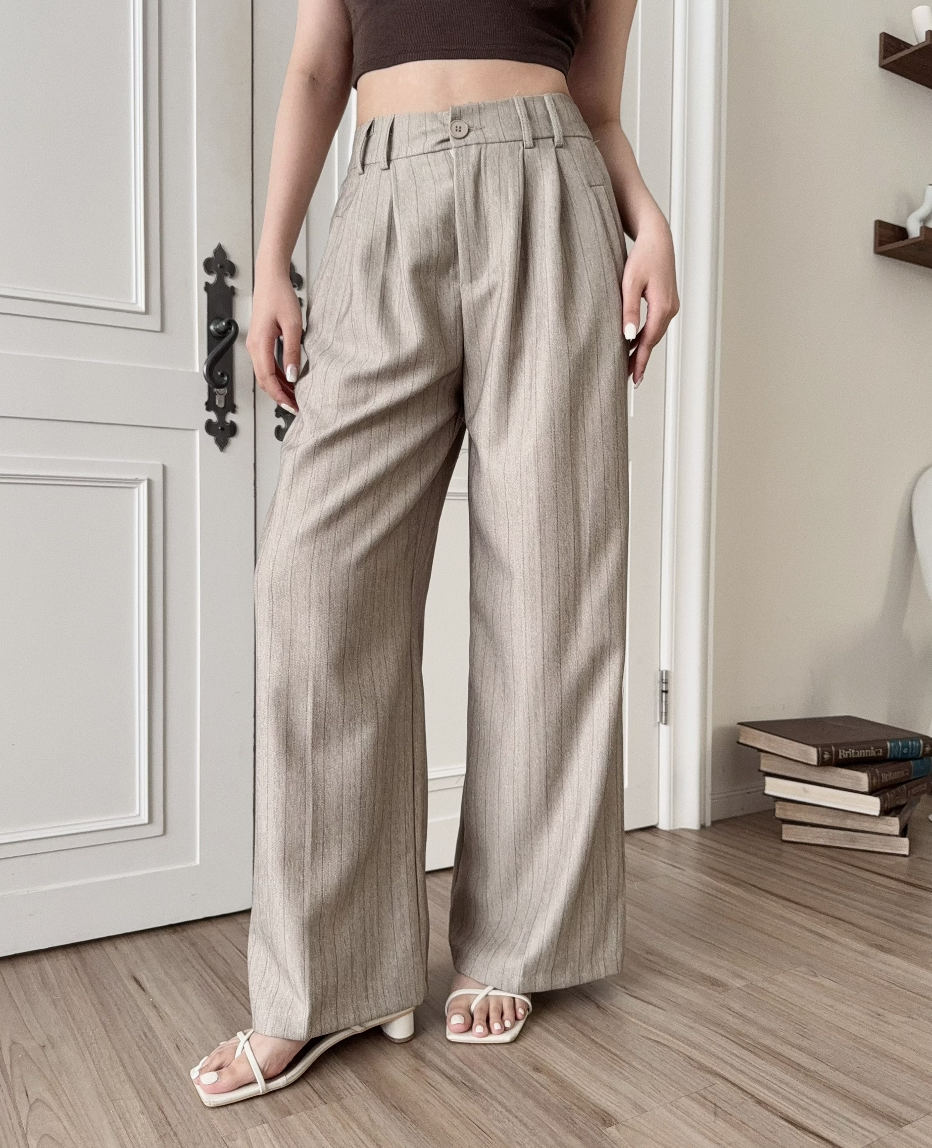 910『選品』直條紋寬版西裝長褲 (2)