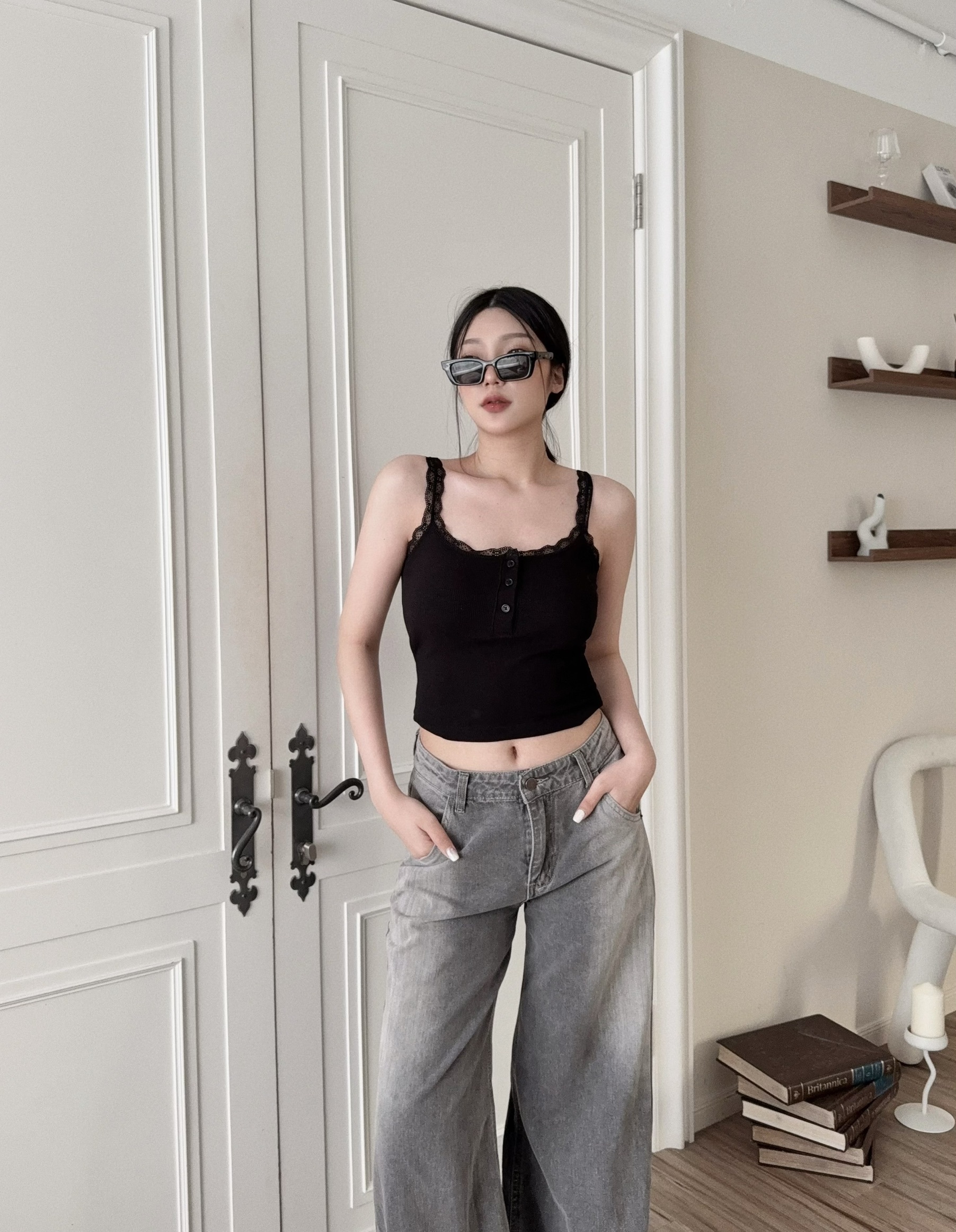 1656『選品』純欲蕾絲花邊羅紋Bra top (4)