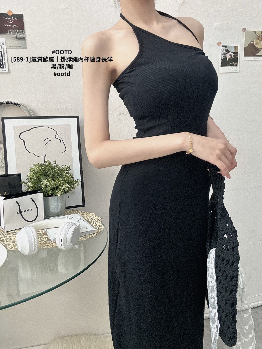 [589-1]氣質歐膩｜掛脖繩內杯連身長洋 (9)
