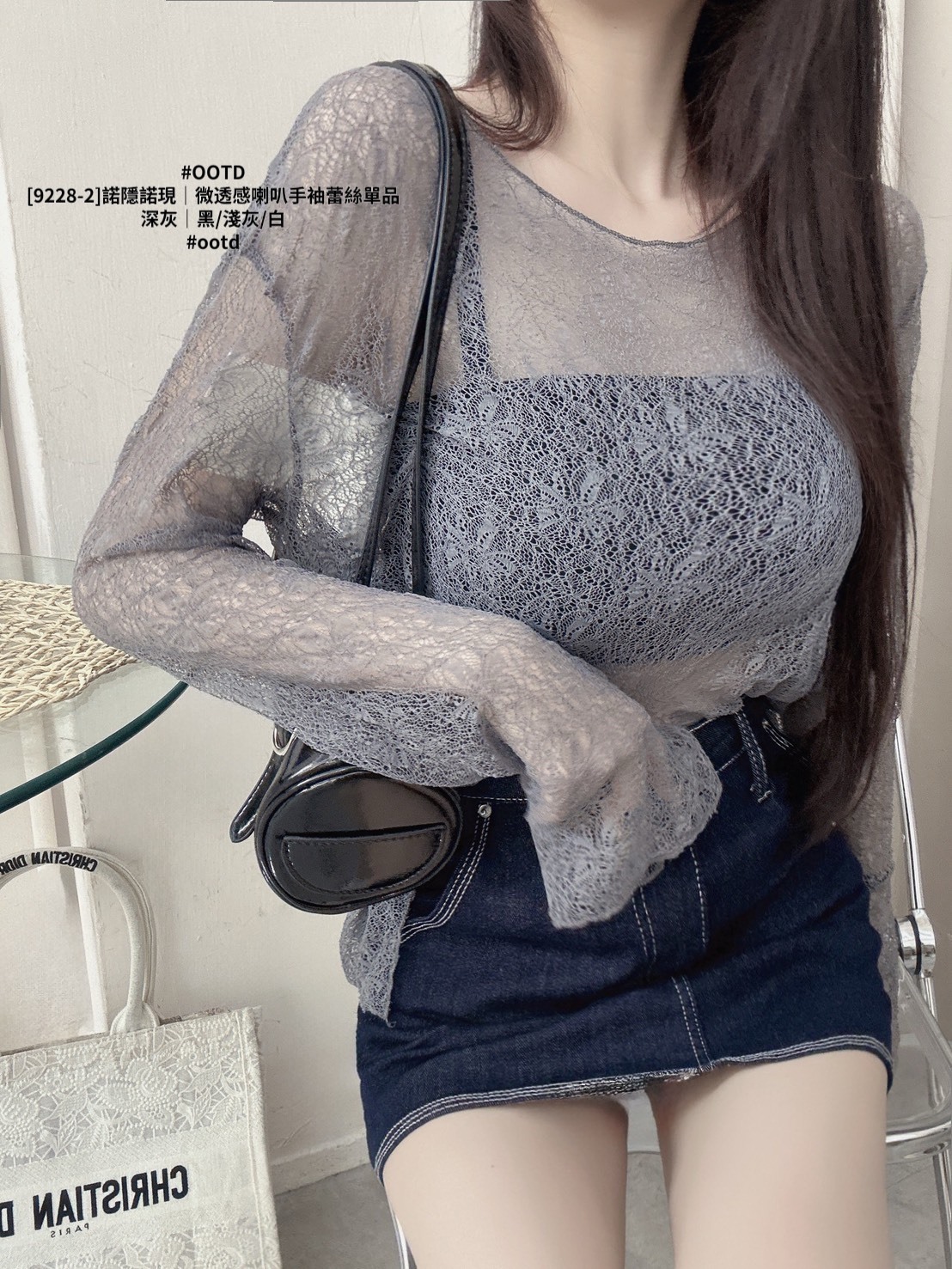 [9228-2]諾隱諾現｜微透感喇叭手袖蕾絲單品 (3)