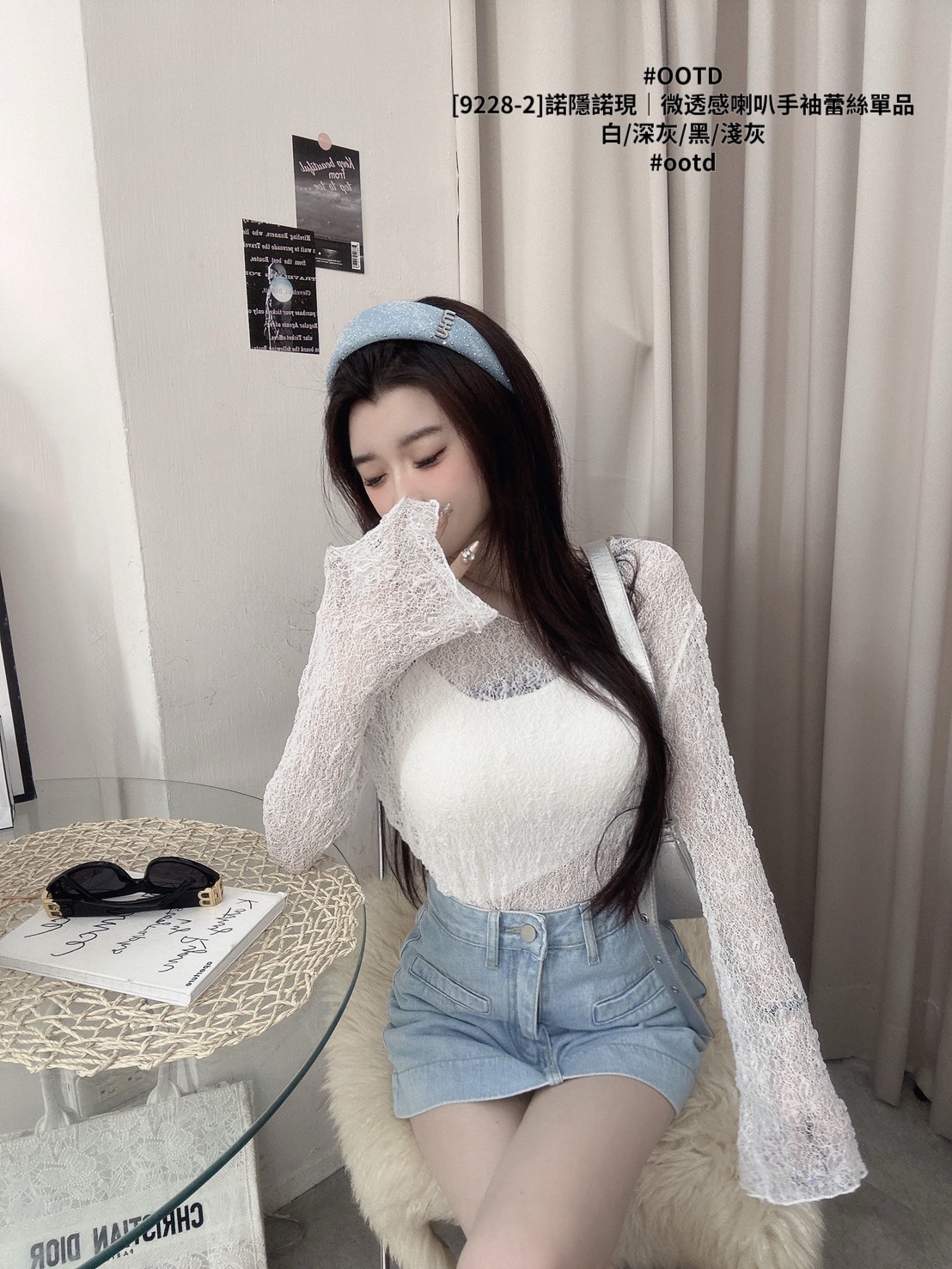[9228-2]諾隱諾現｜微透感喇叭手袖蕾絲單品 (8)