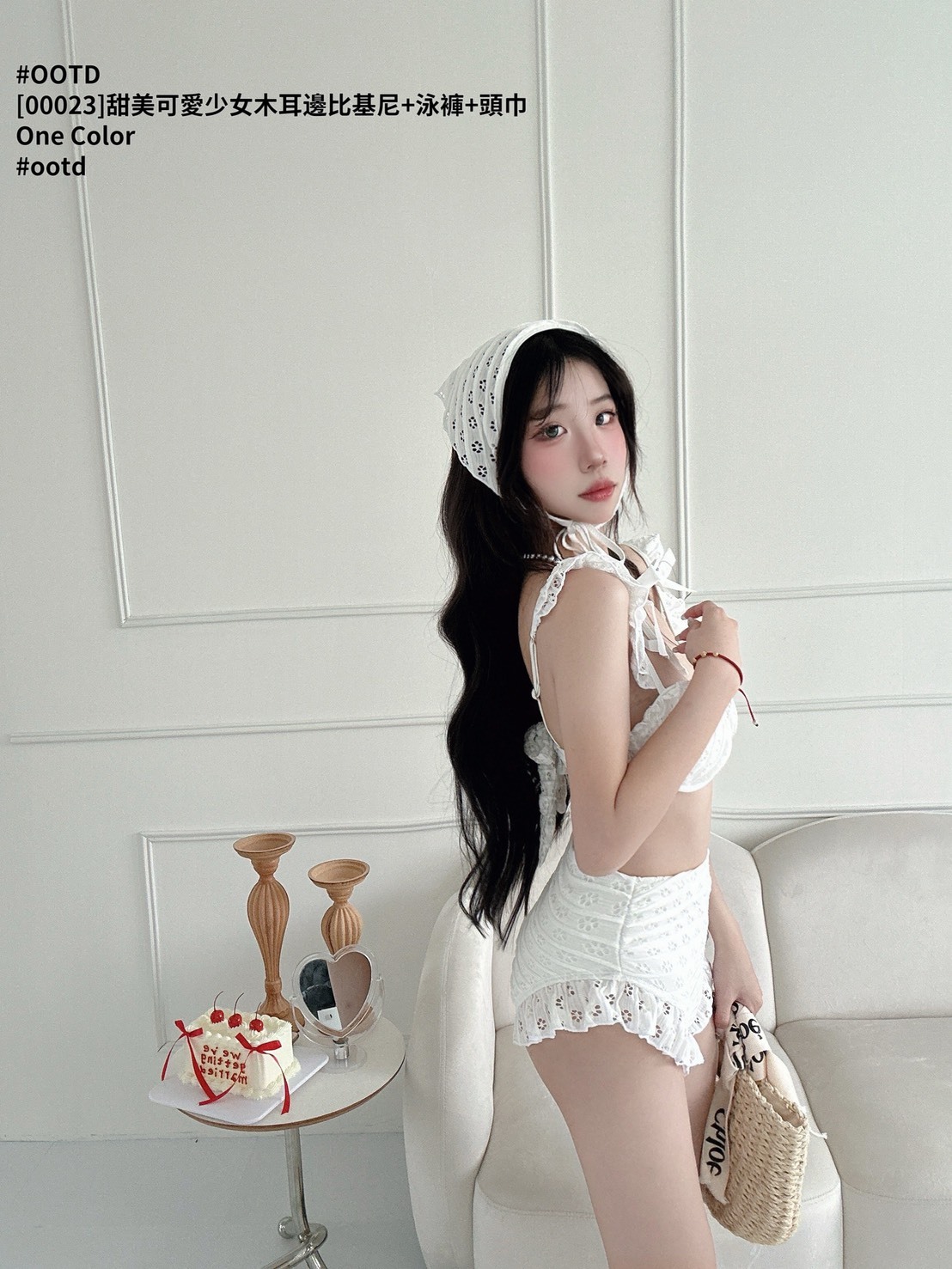 [00023]甜美可愛少女木耳邊比基尼+泳褲+頭巾 (6)