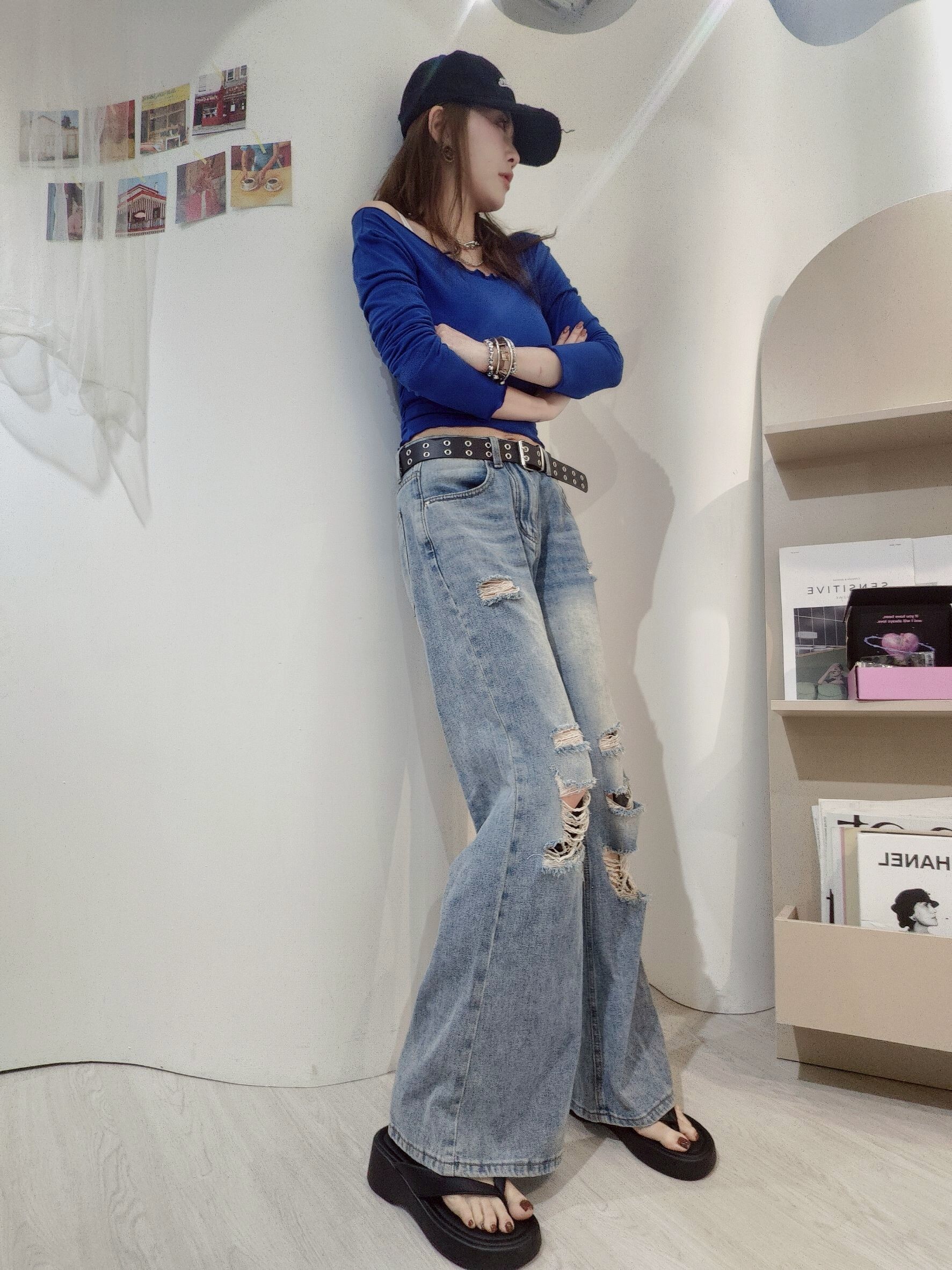 982 ｜20250507｜🔍長褲系列個性感刷破寬褲