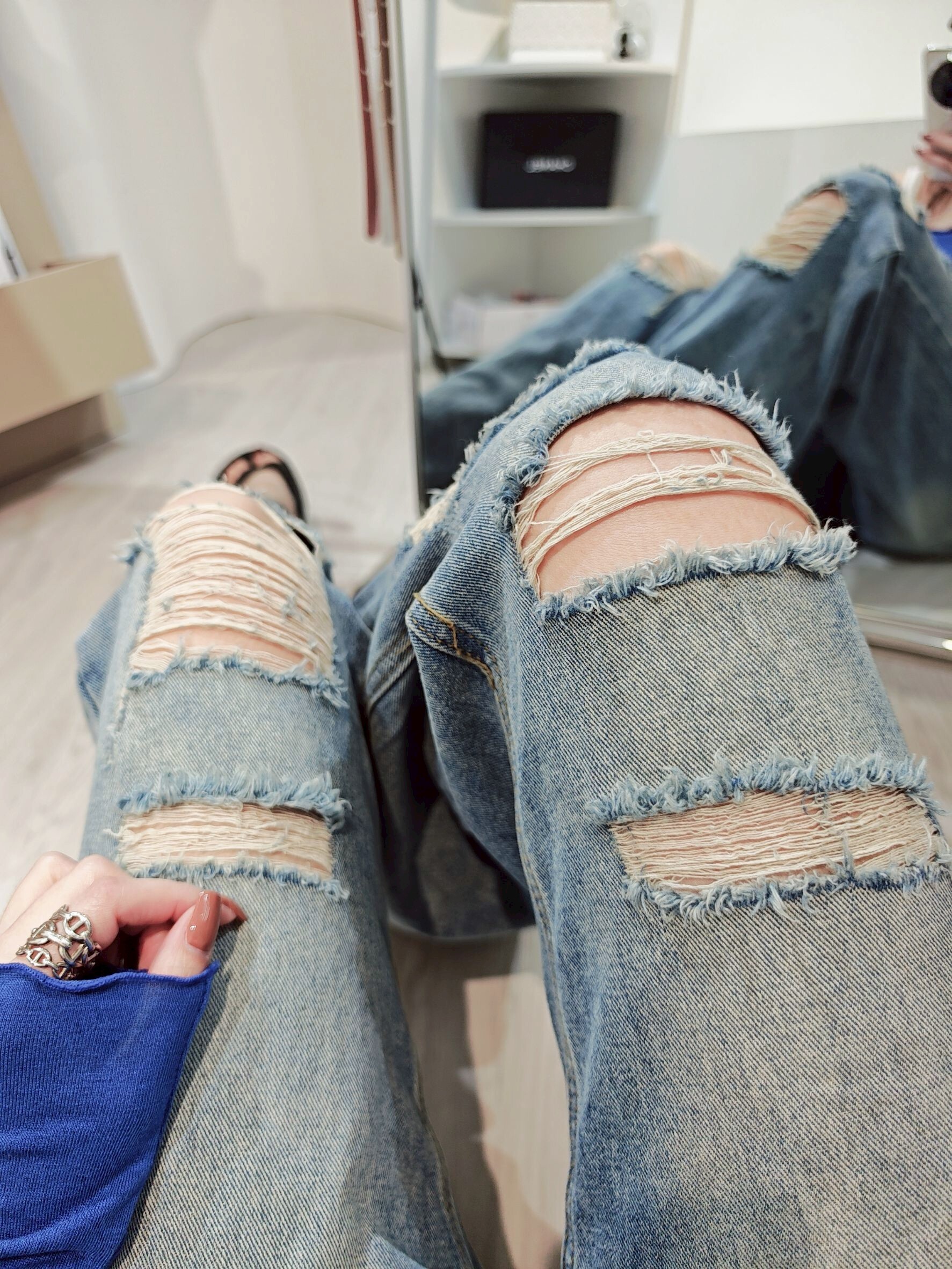 982 ｜20250507｜🔍長褲系列個性感刷破寬褲 (4)