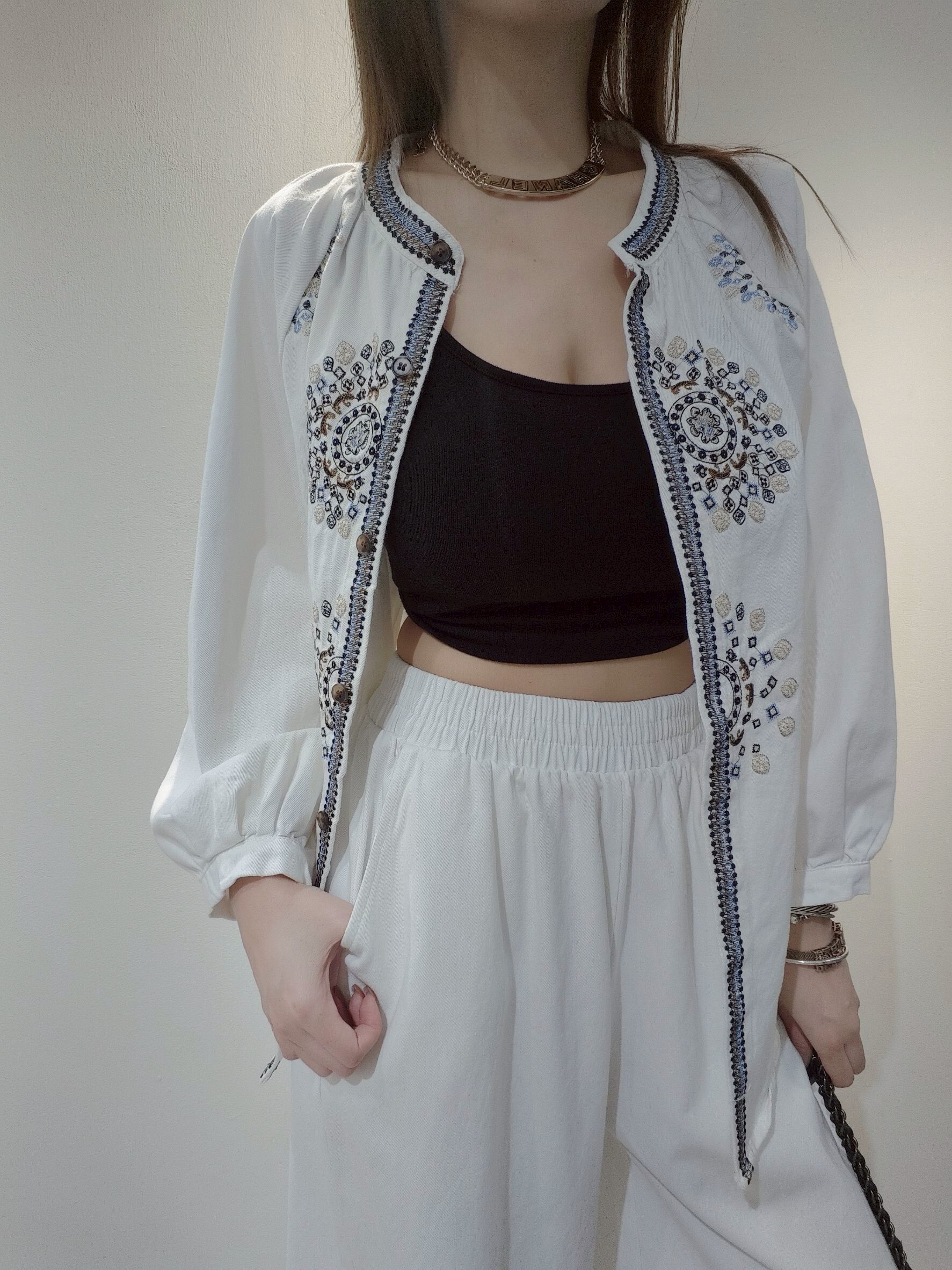 5149｜20250510｜🔍單寧系列繡花無領長襯 (2)