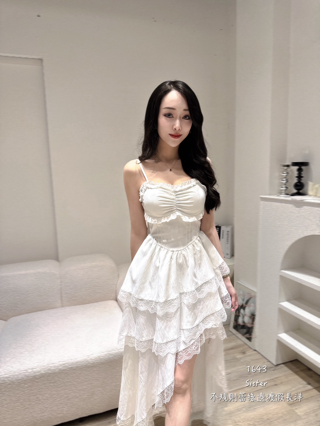 1643不規則蕾絲邊渡假長洋 (2)