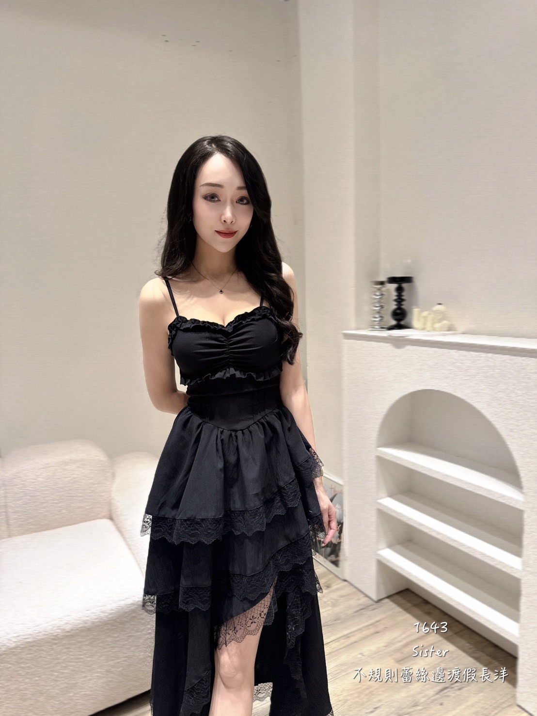 1643不規則蕾絲邊渡假長洋 (4)