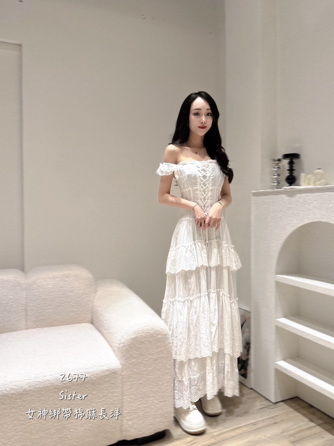 2677女神綁帶棉麻長洋 (2)