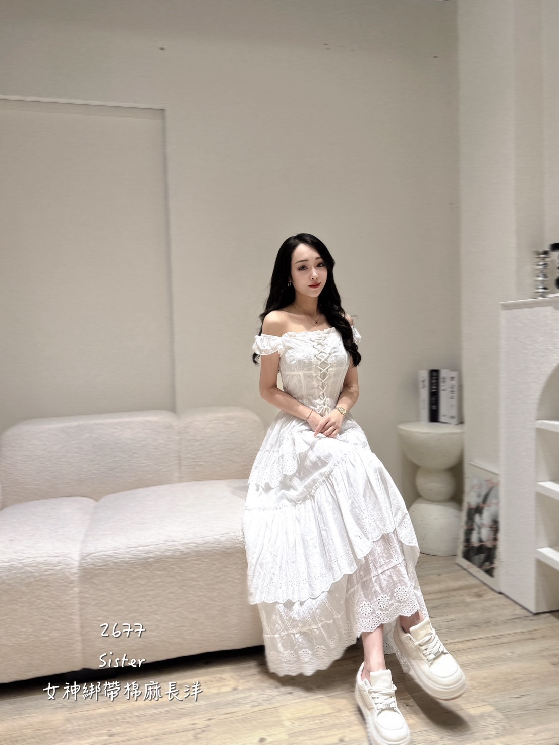 2677女神綁帶棉麻長洋