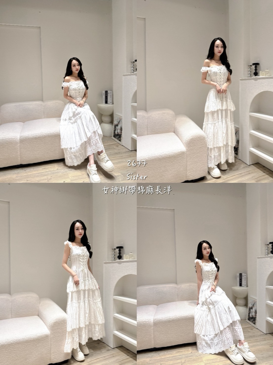 2677女神綁帶棉麻長洋 (5)