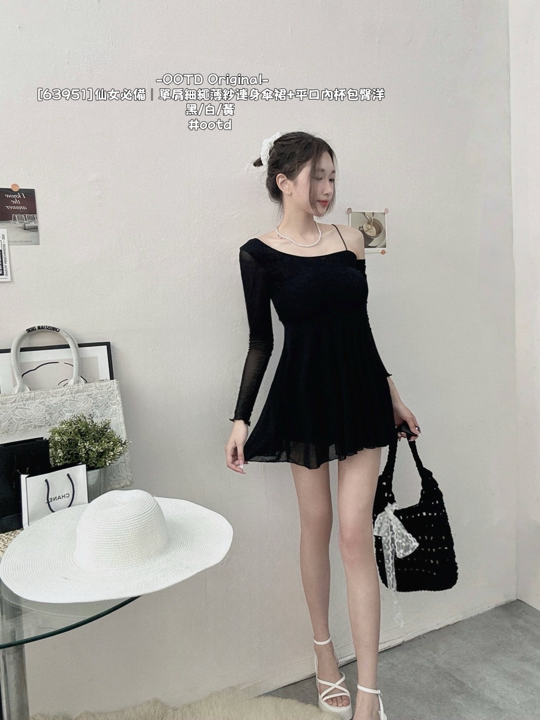 [63951]仙女必備｜單肩細繩薄紗連身傘裙+平口內杯包臀洋 (7)