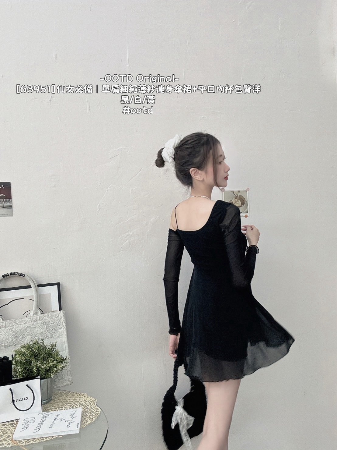 [63951]仙女必備｜單肩細繩薄紗連身傘裙+平口內杯包臀洋 (8)